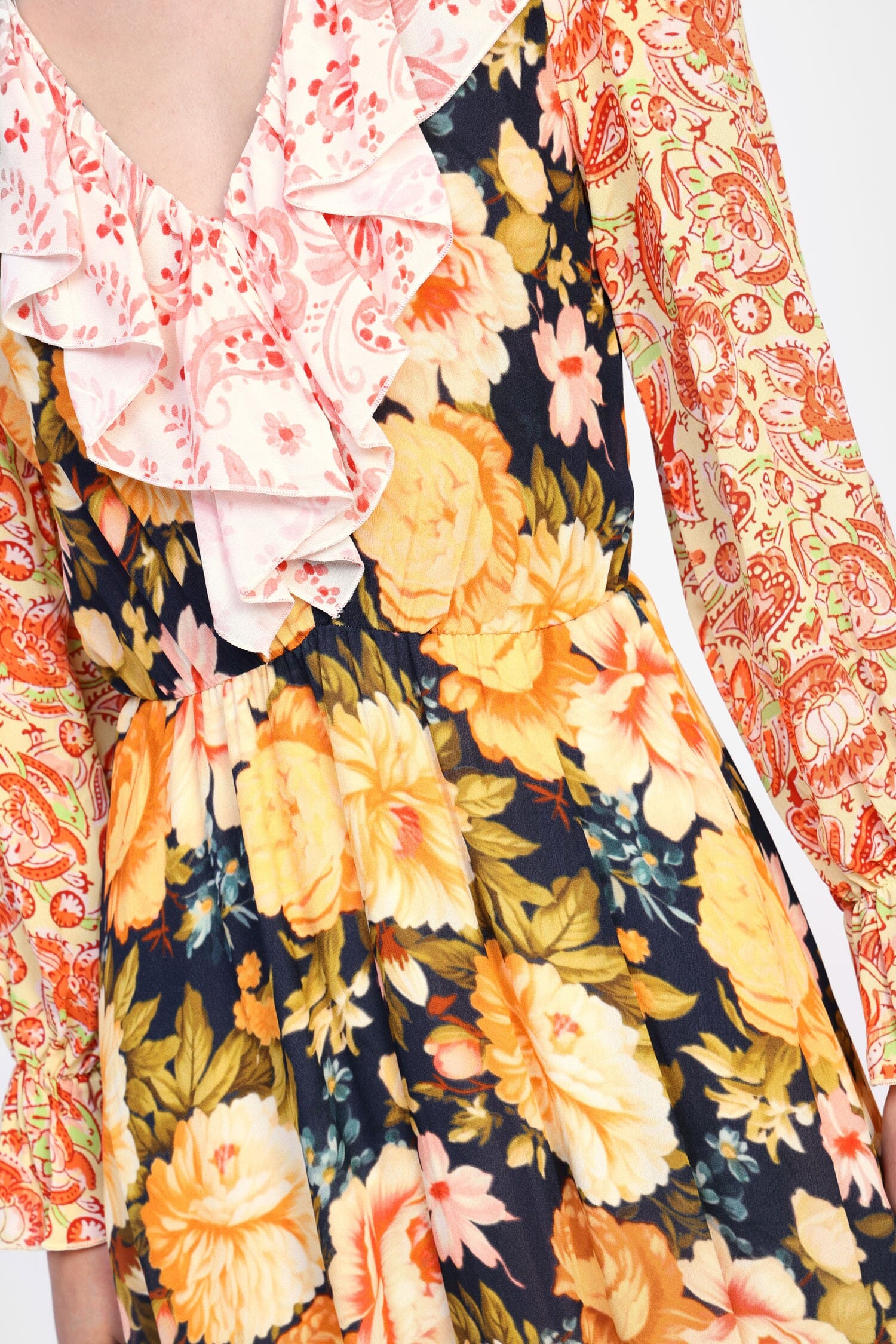 Abito Lungo Floreale Con Maniche Dixie