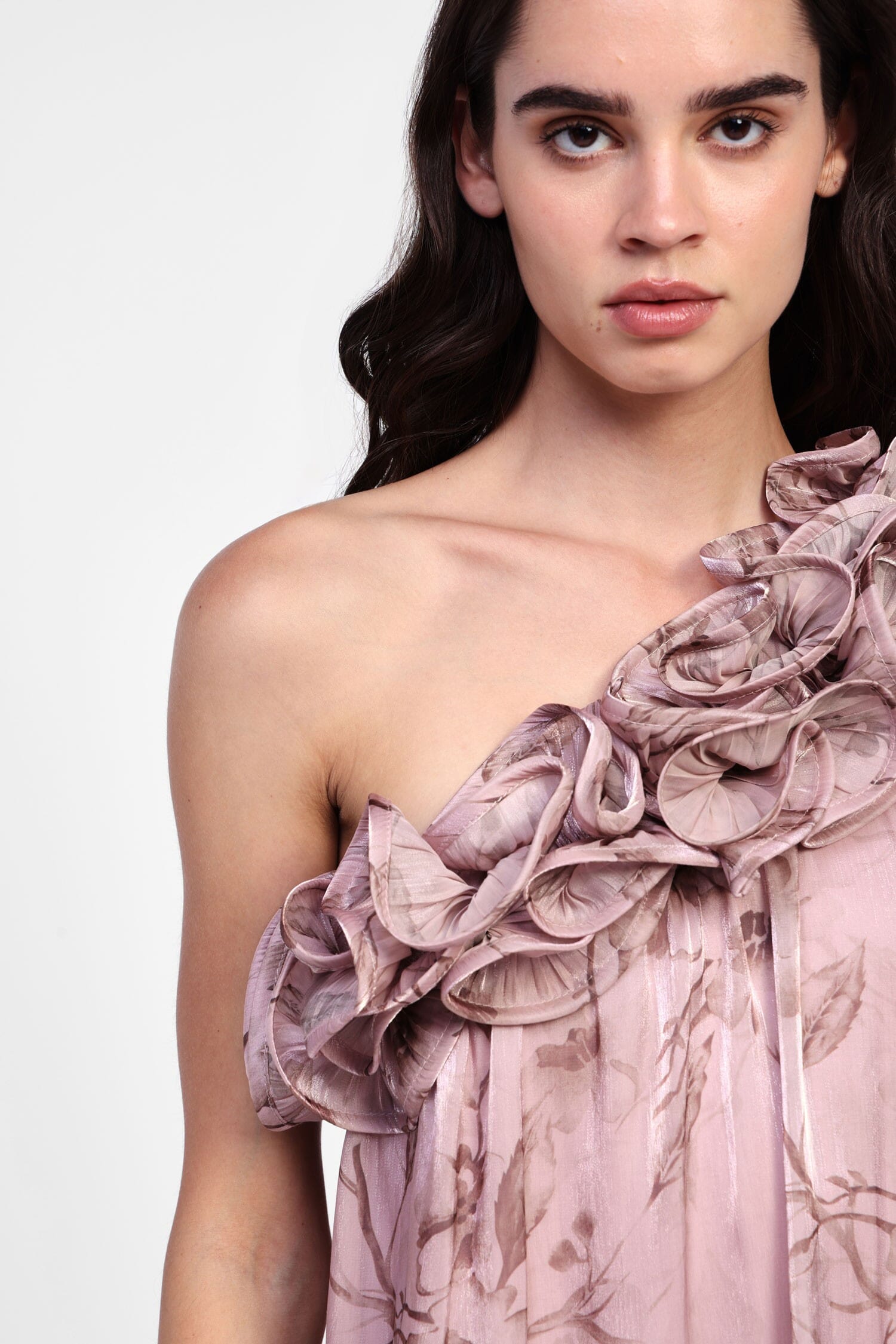 Longue robe florale à une épaule Dixie