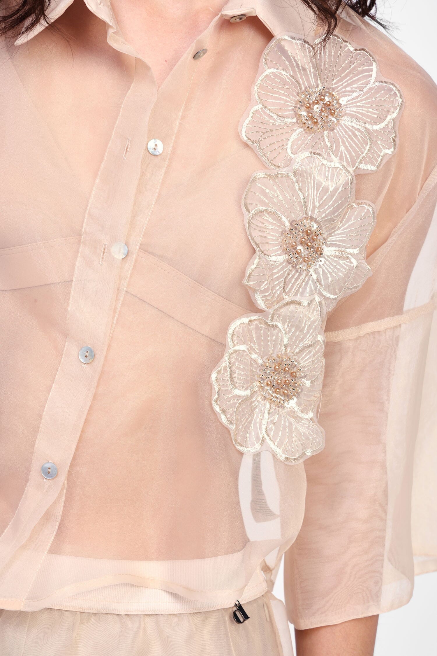 Camicia Trasparente Con Fiori Ricamati Dixie