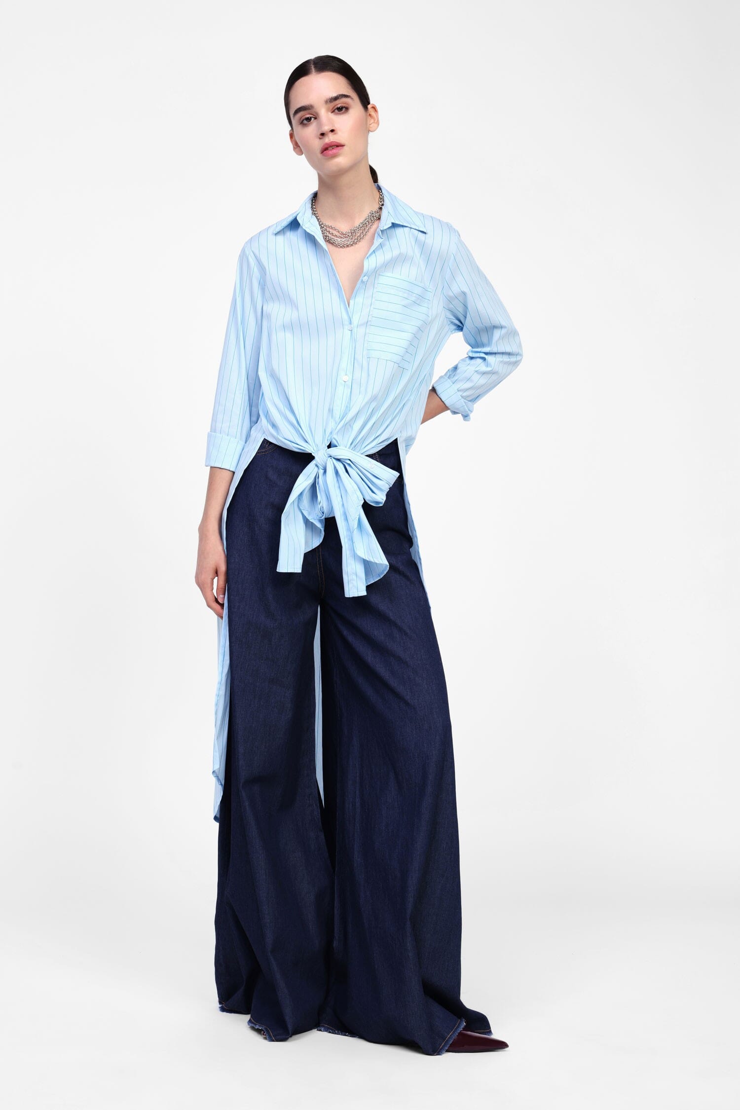 Jeans A Gamba Larga Con Cuciture Dixie