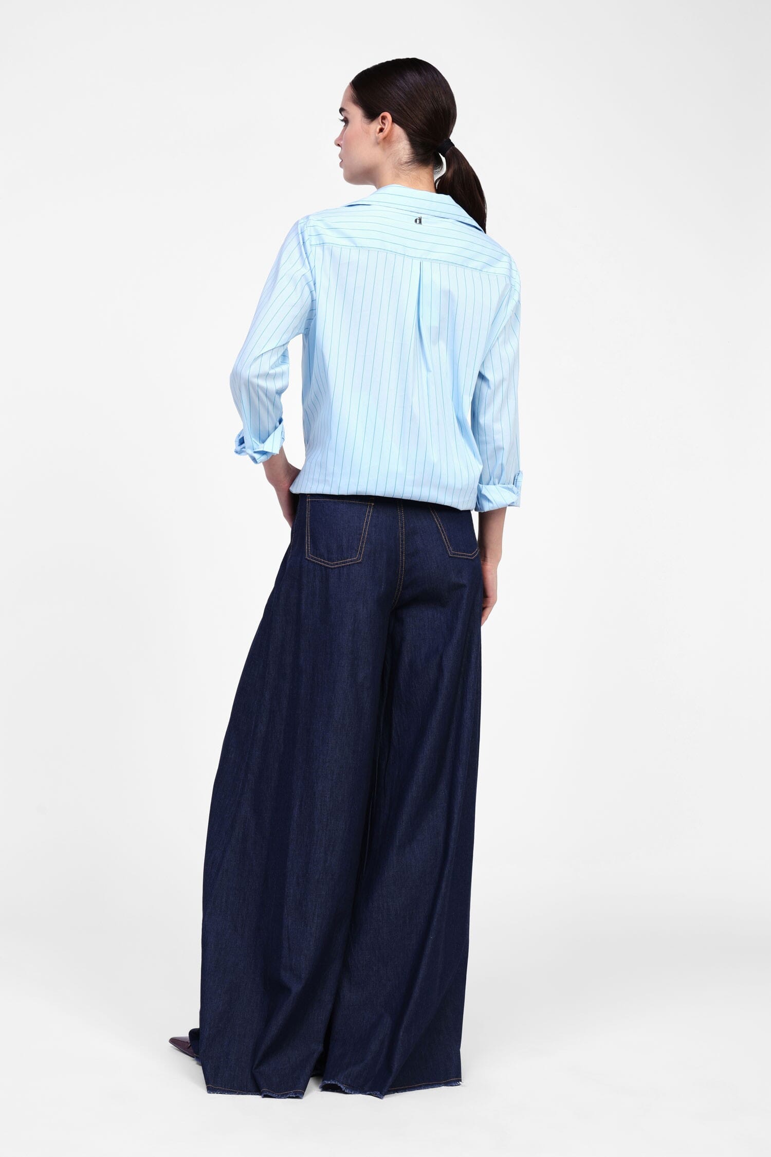 Jeans A Gamba Larga Con Cuciture Dixie