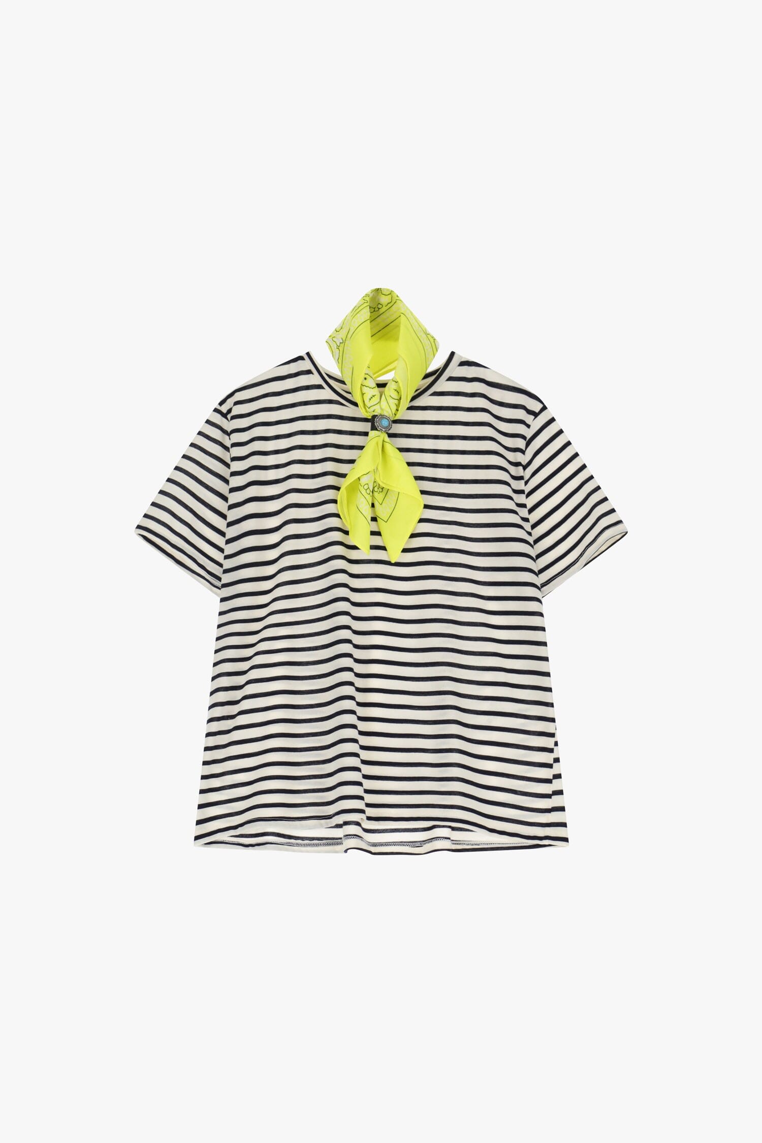 Striped T-Shirt With Decorative Scarf Dixie