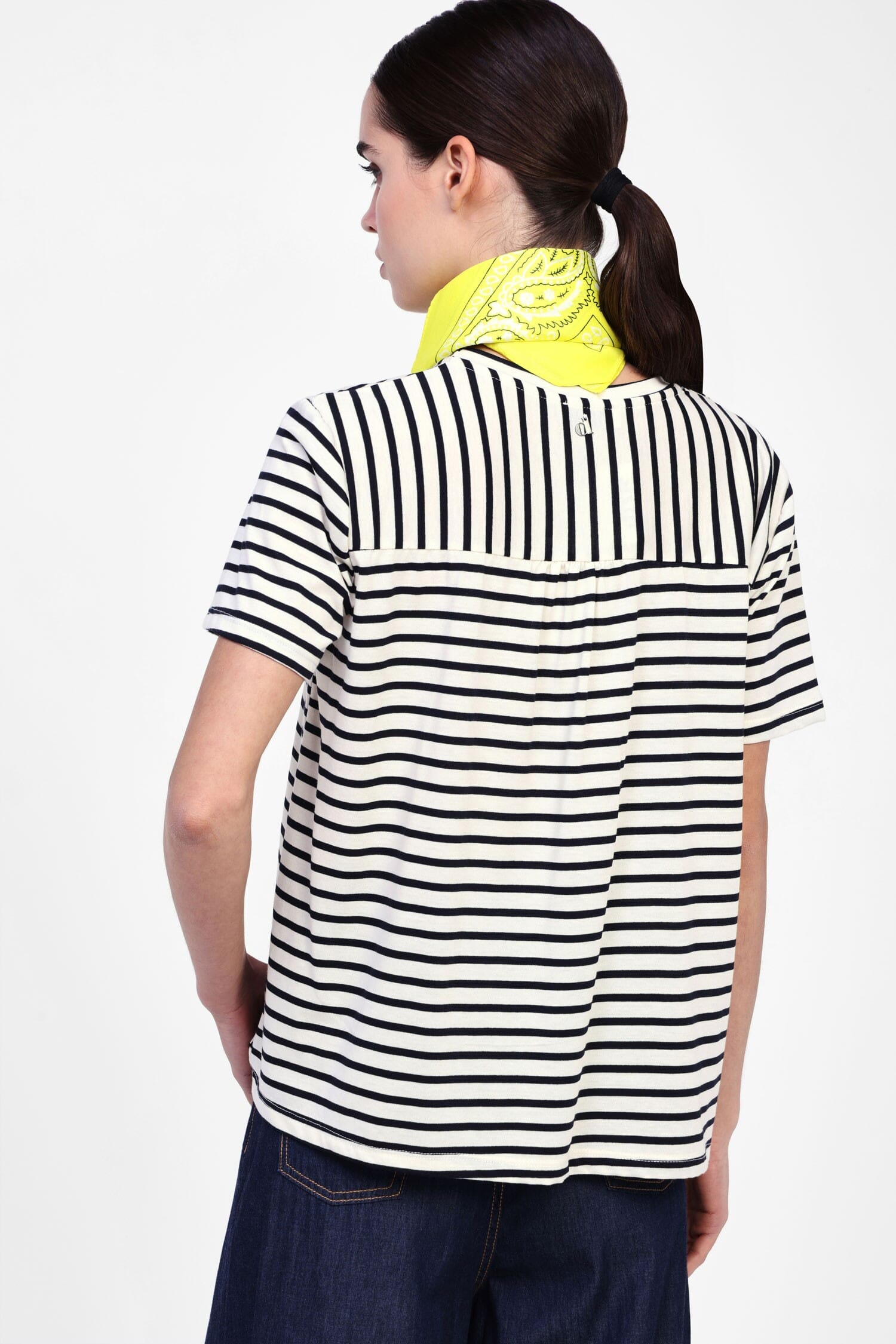 Striped T-Shirt With Decorative Scarf Dixie