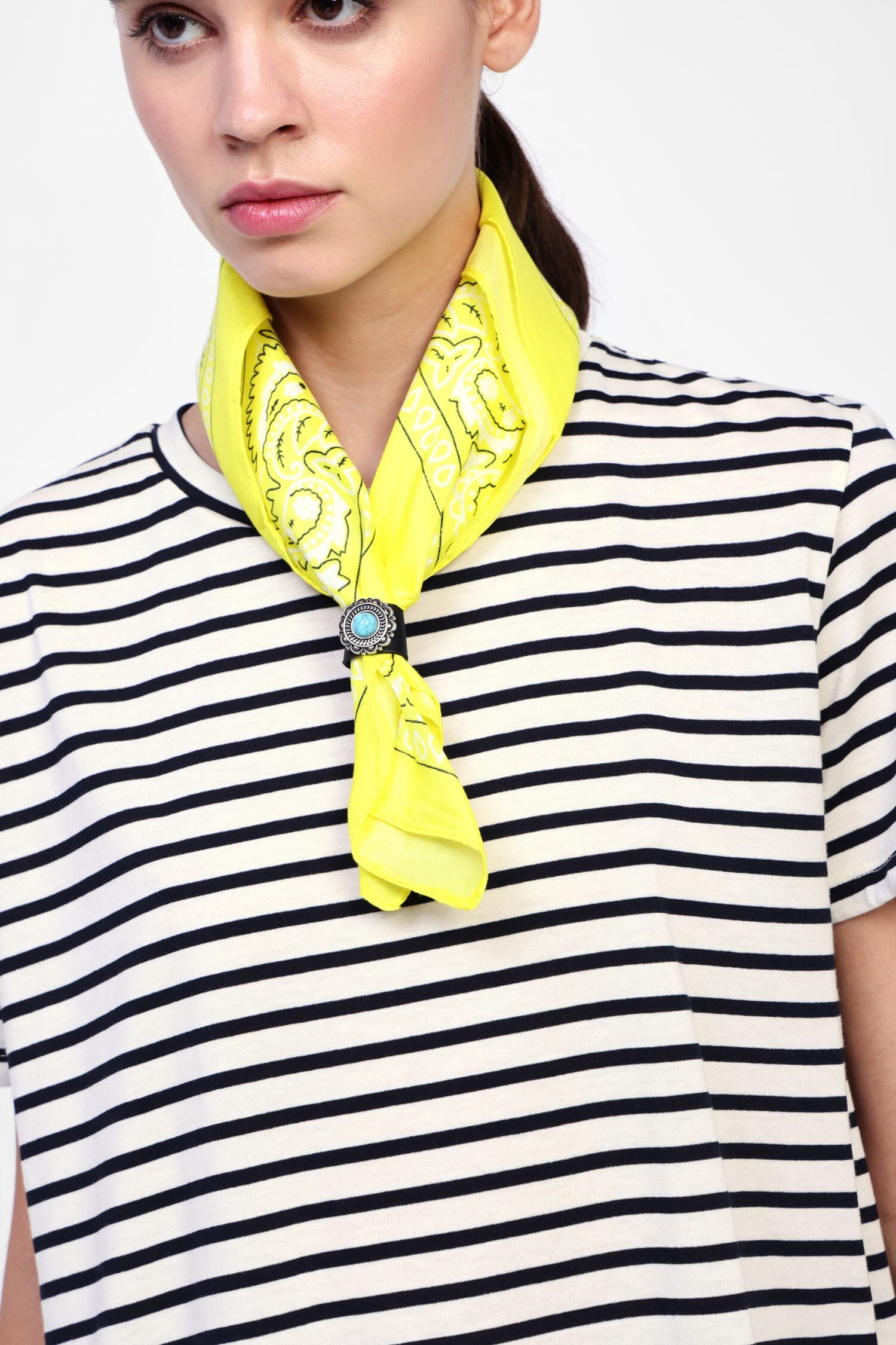 Striped T-Shirt With Decorative Scarf Dixie