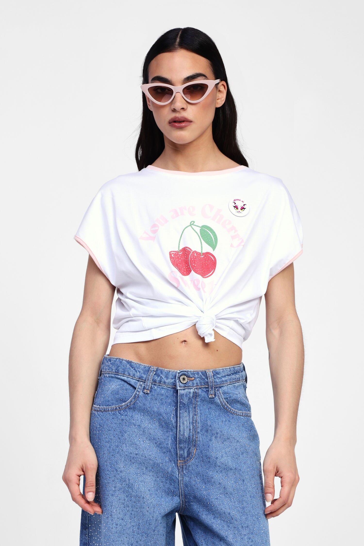 Knotted T-Shirt With Cherry Detail Dixie