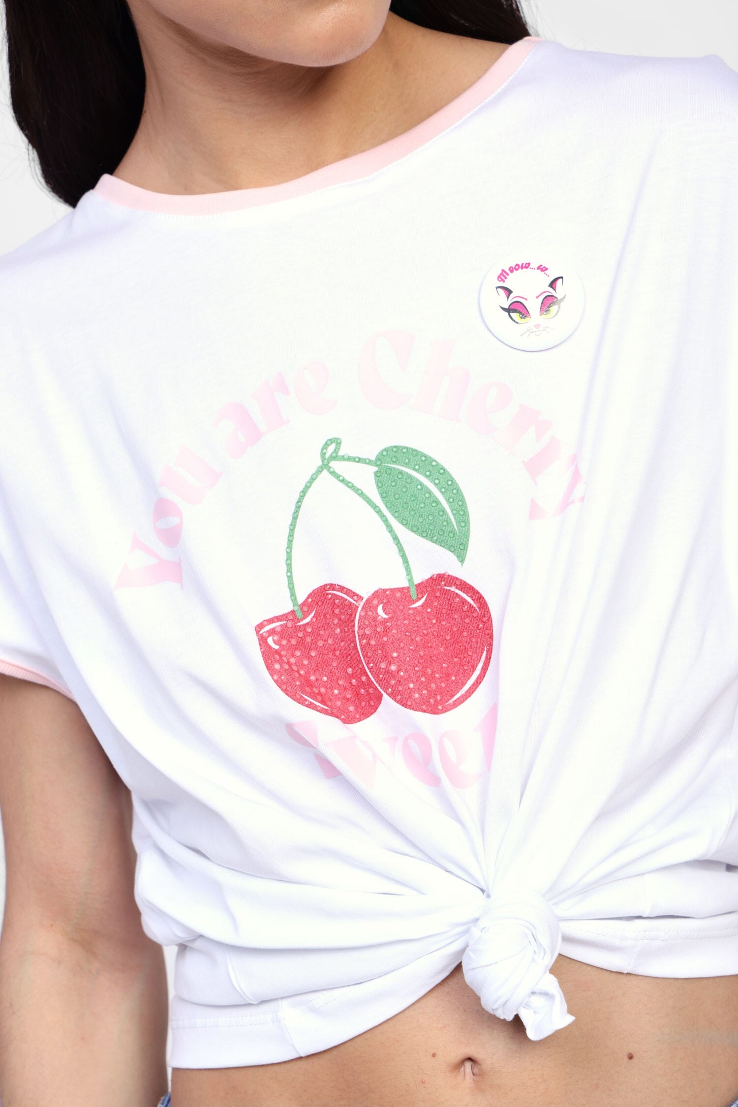 Knotted T-Shirt With Cherry Detail Dixie