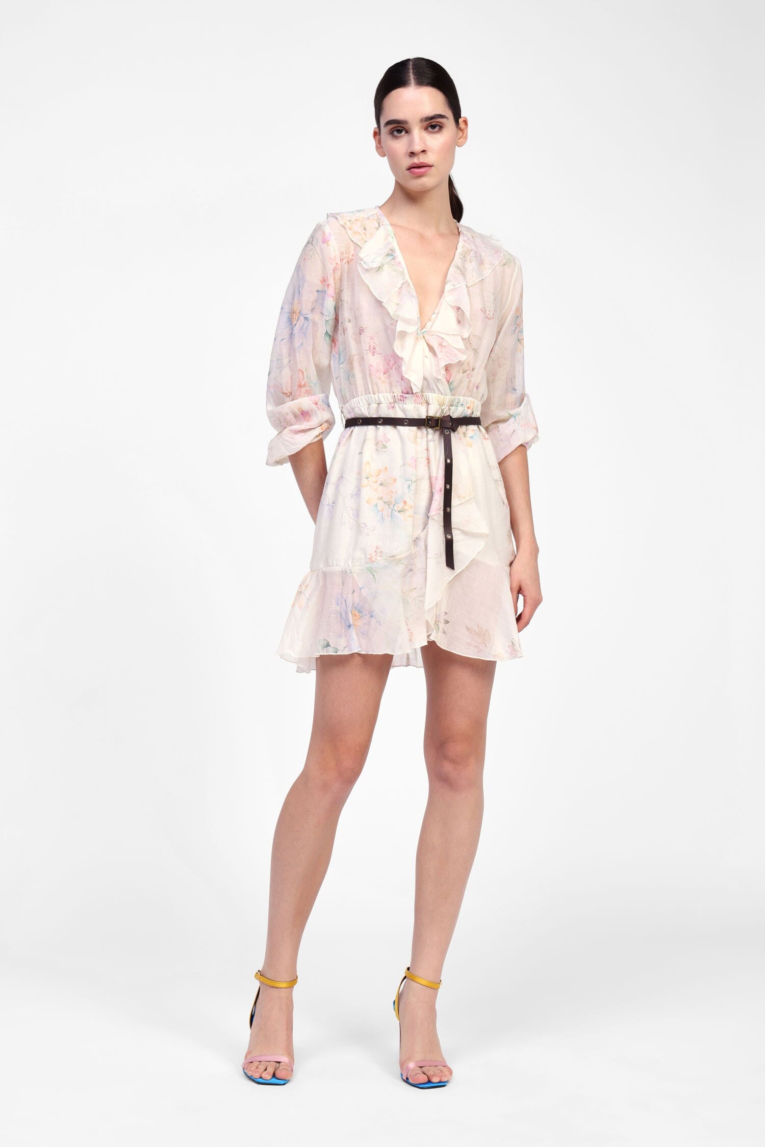 Robe courte avec ceinture et volant Dixie