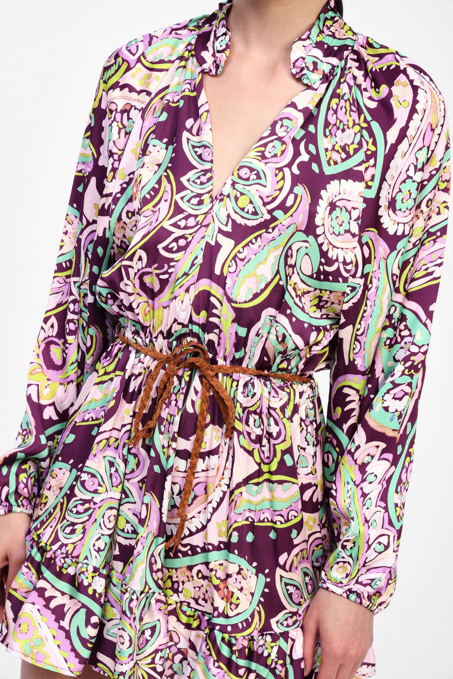 Abito Corto Con Stampa Floreale E Cintura Dixie