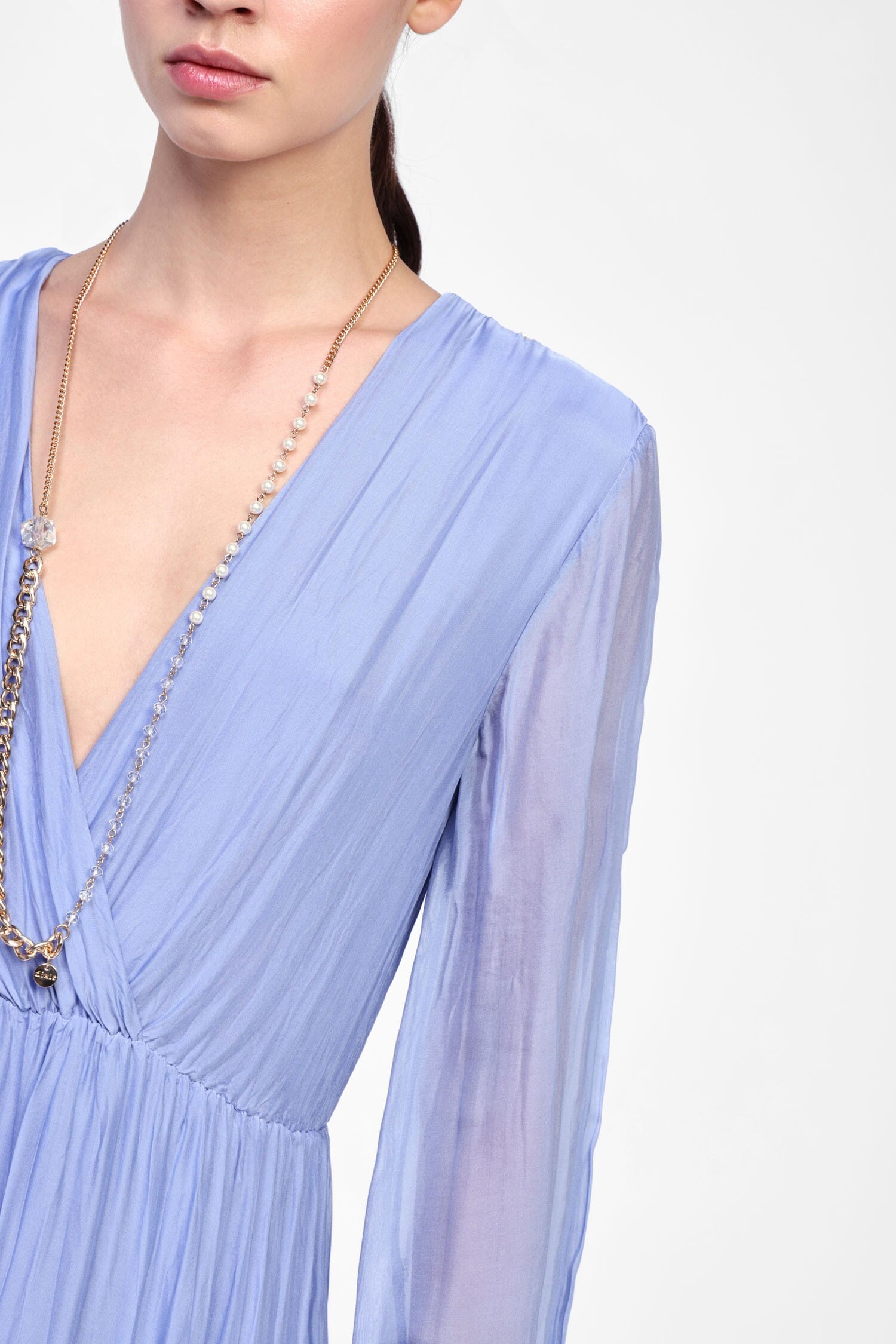 Vestito Lungo A Balze Con Maniche Lunghe Dixie