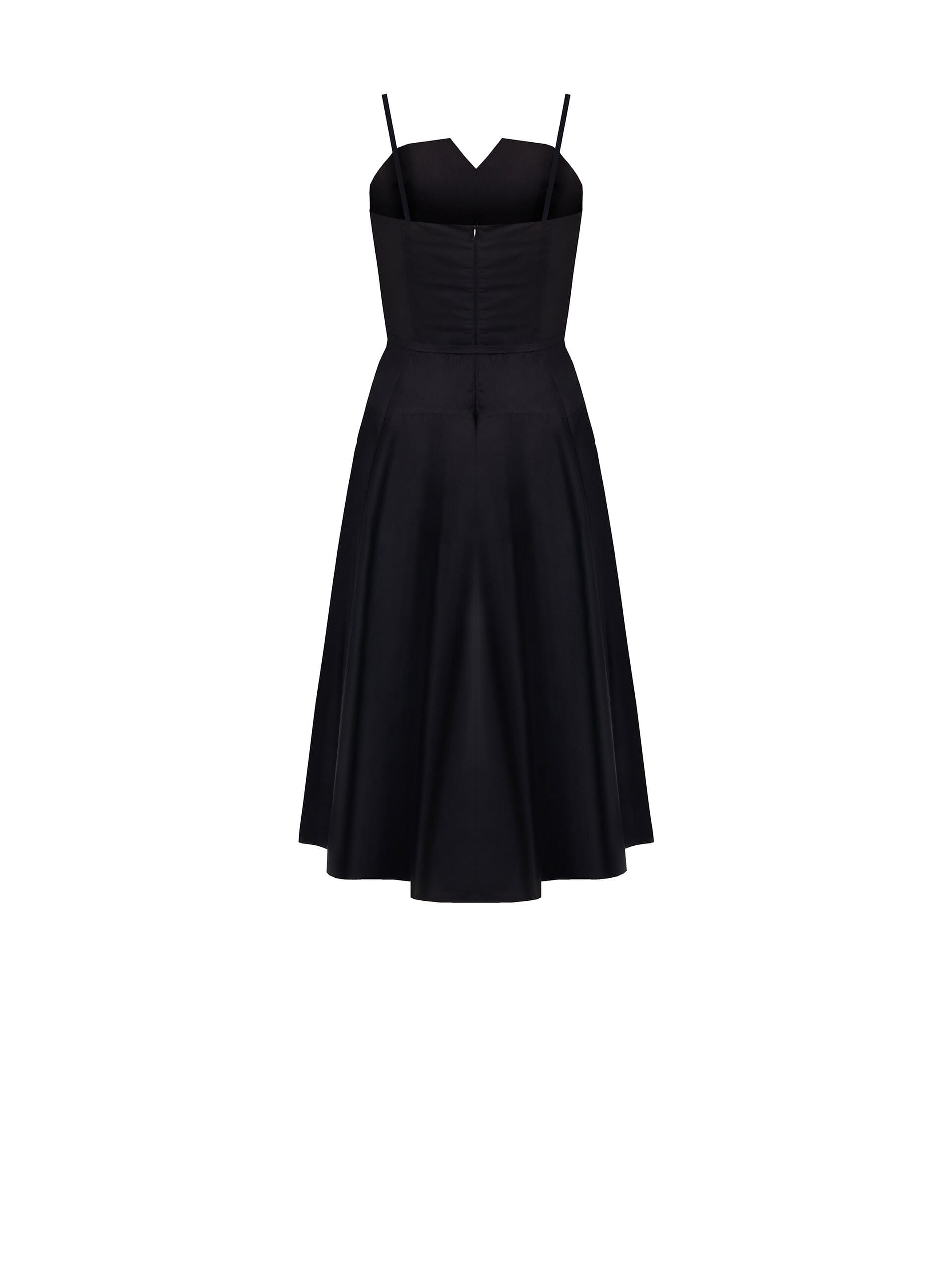 Abito Midi A Ruota In Cotone Con Cintura Sottile E Fibbia Integrate Rinascimento