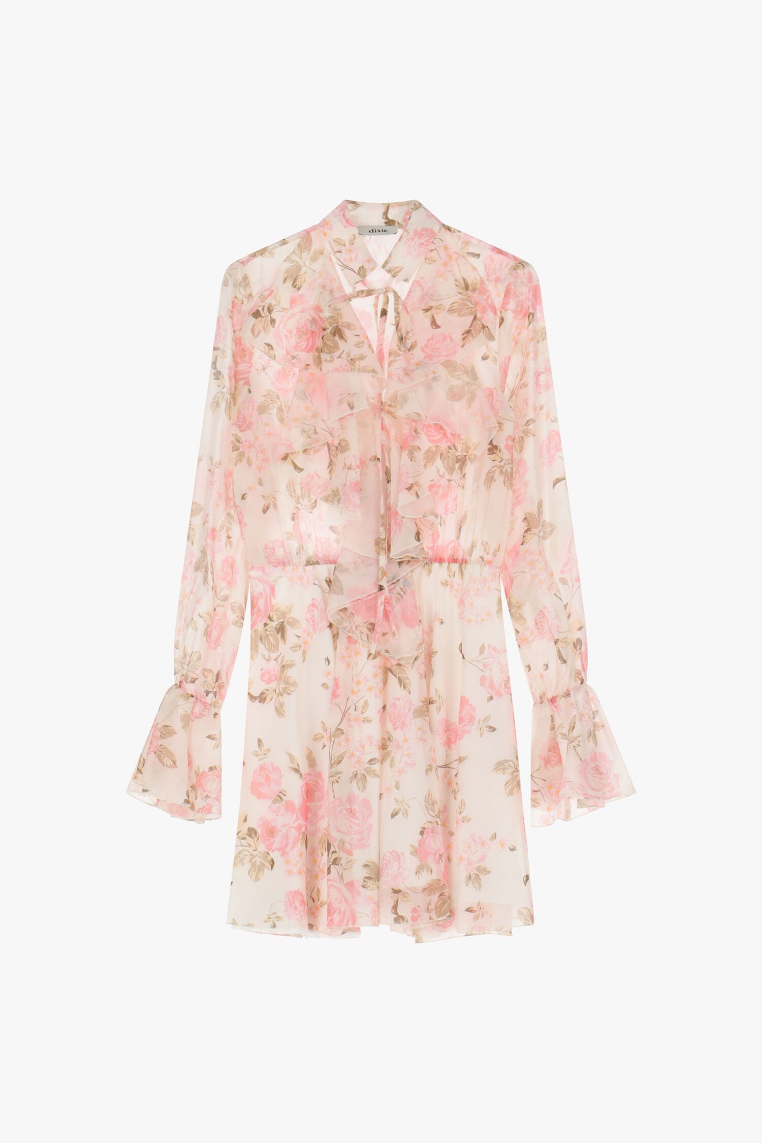 Abito Corto Floreale Con Maniche Lunghe Dixie