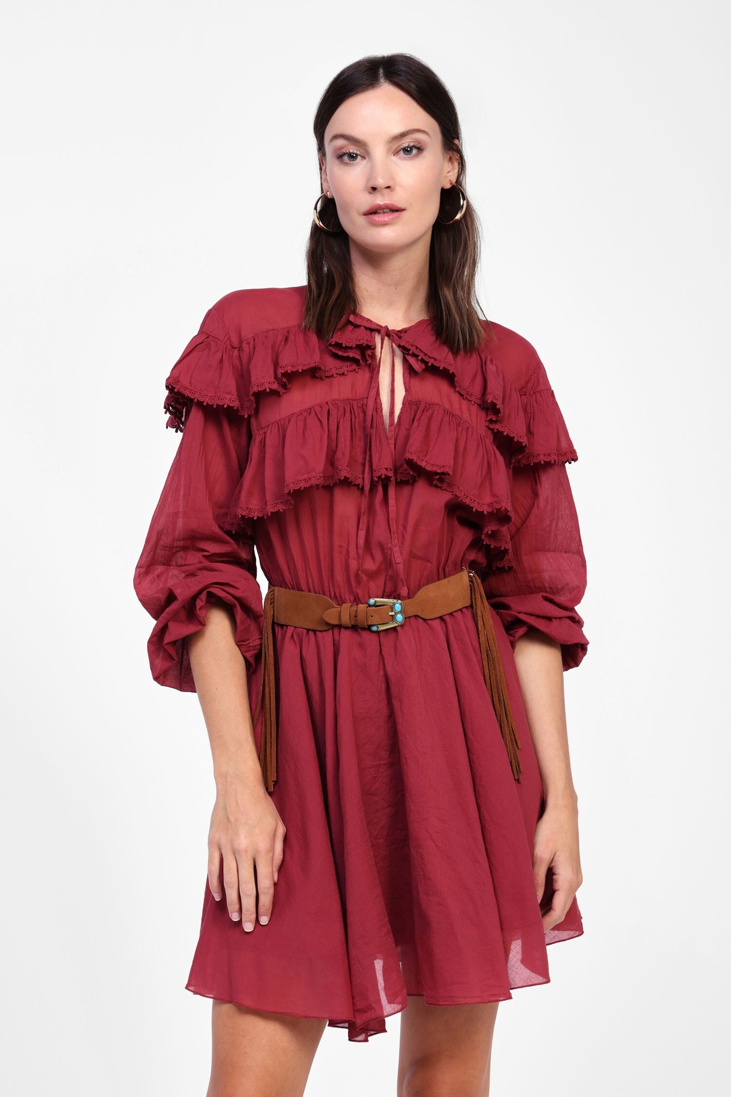 Robe courte à manches longues fluides Dixie