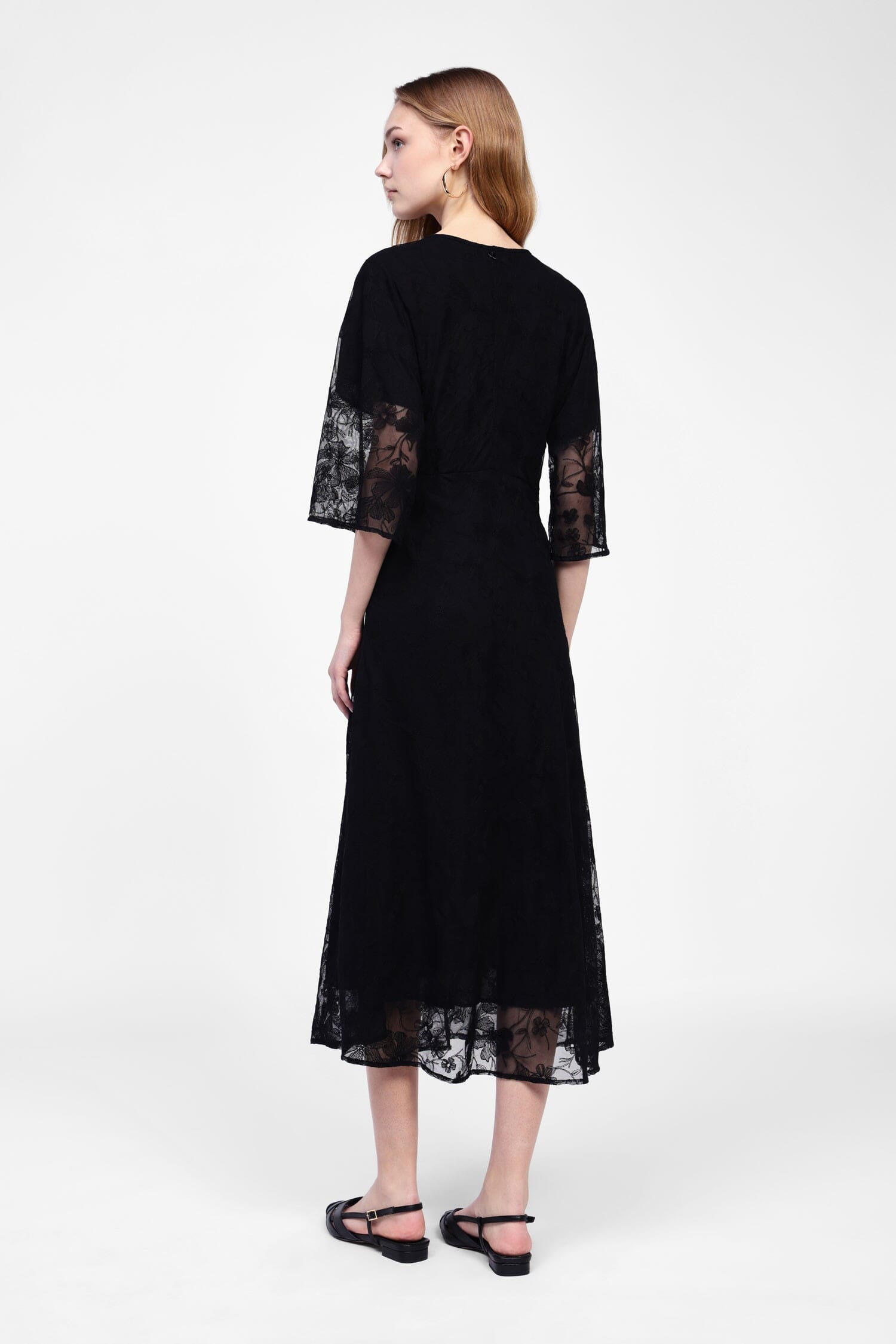 Abito Midi Con Maniche Trasparenti Dixie