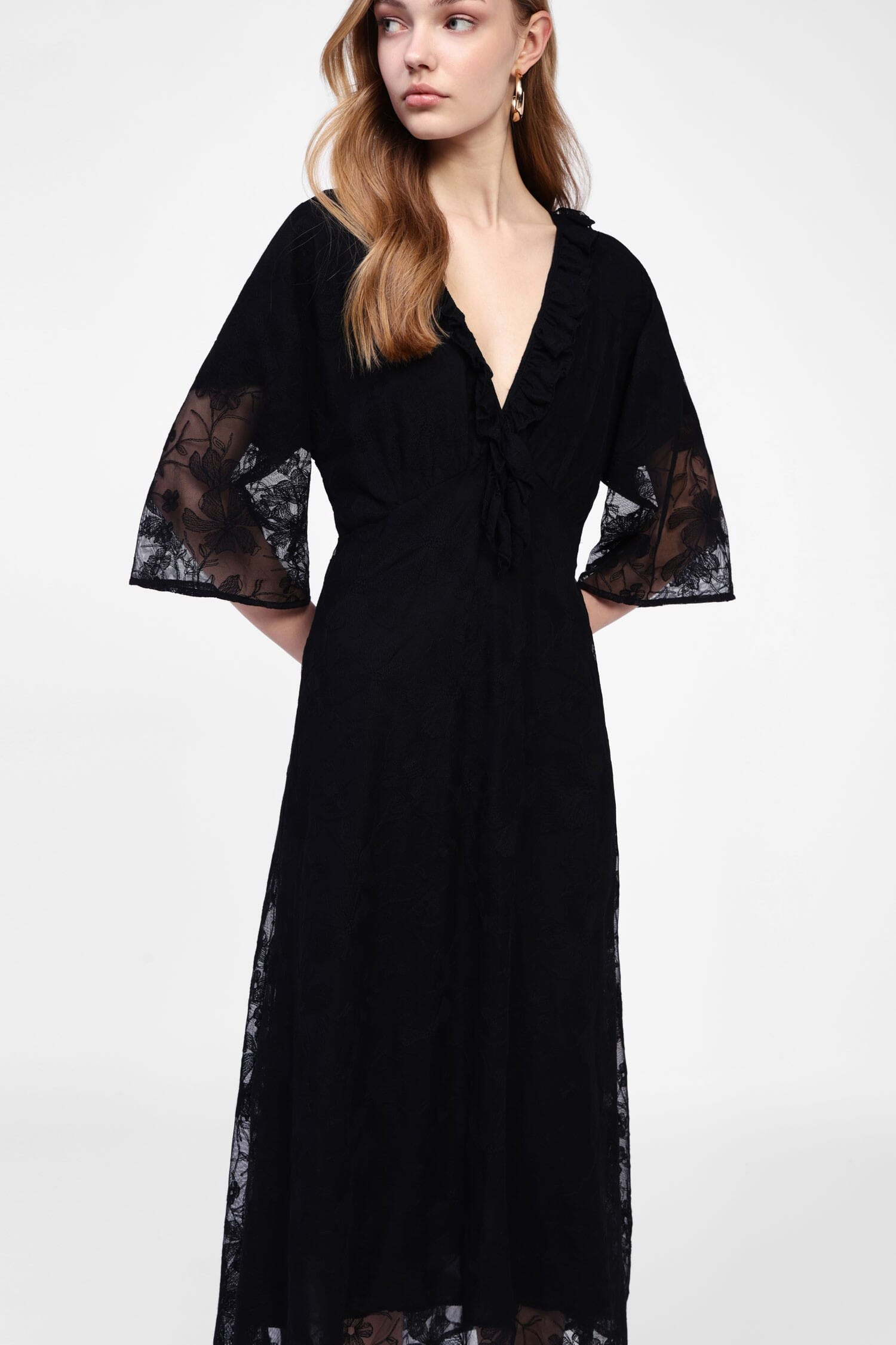 Abito Midi Con Maniche Trasparenti Dixie