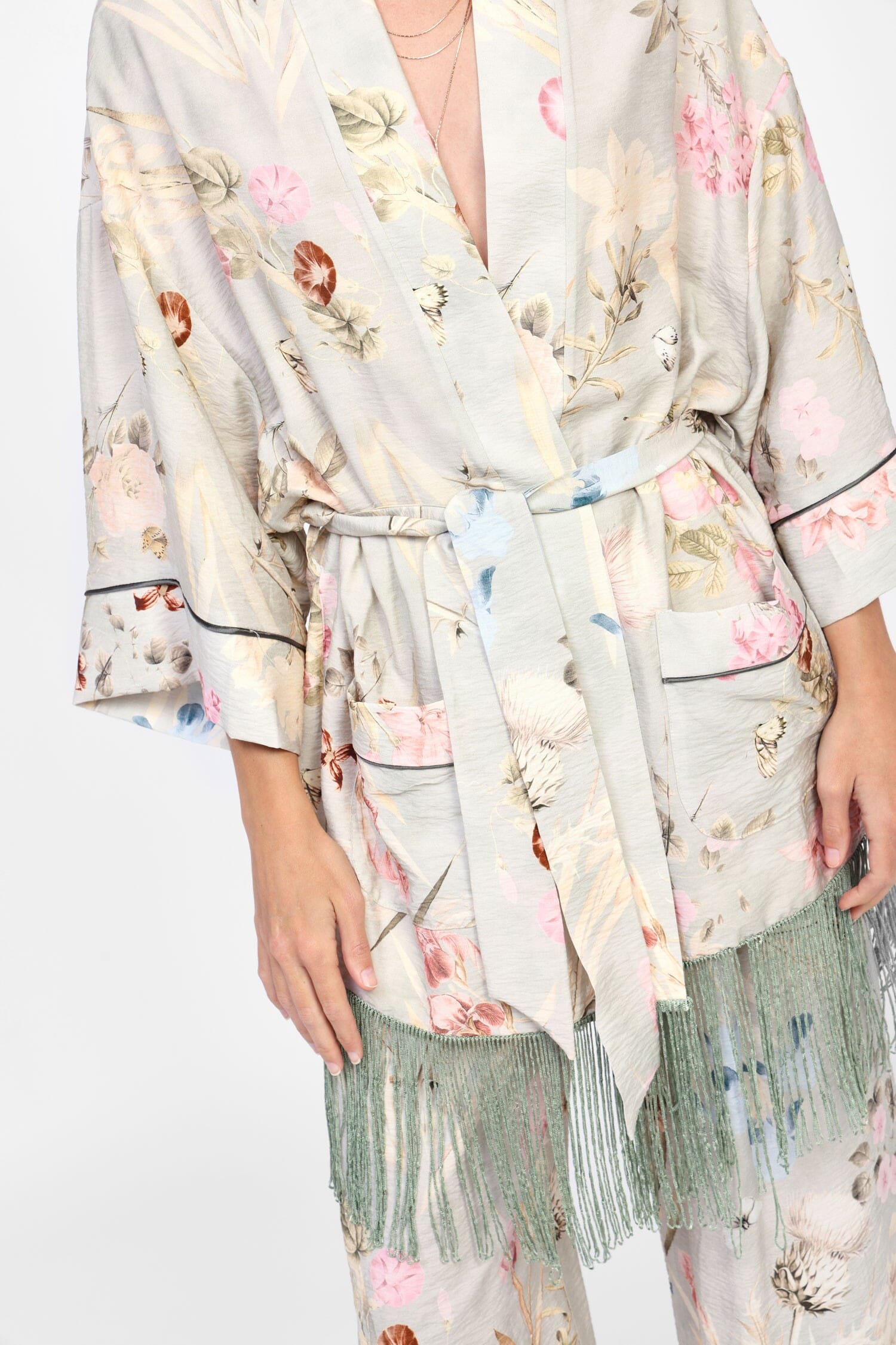 Trench-Coat Con Frange E Stampa Floreale Dixie
