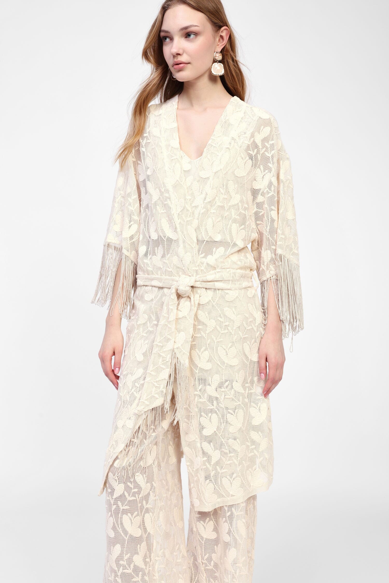 Cappotto Con Frange E Cintura Dixie