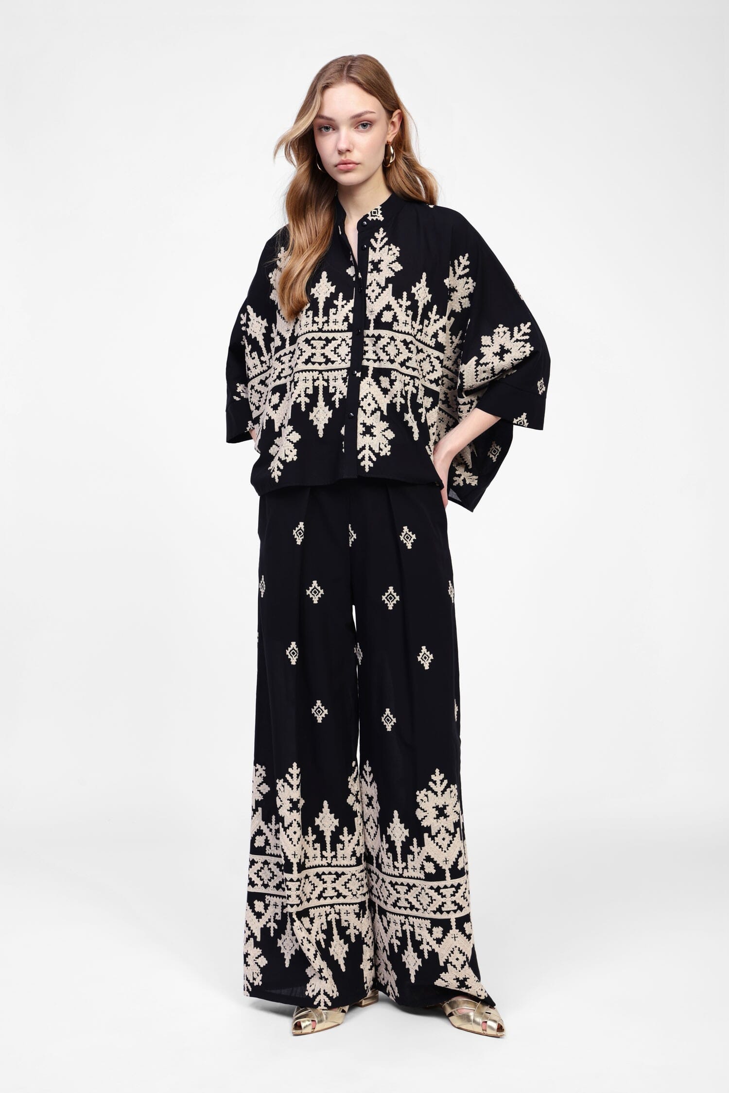 Pantaloni Ampia Stampa Geometrica Dixie