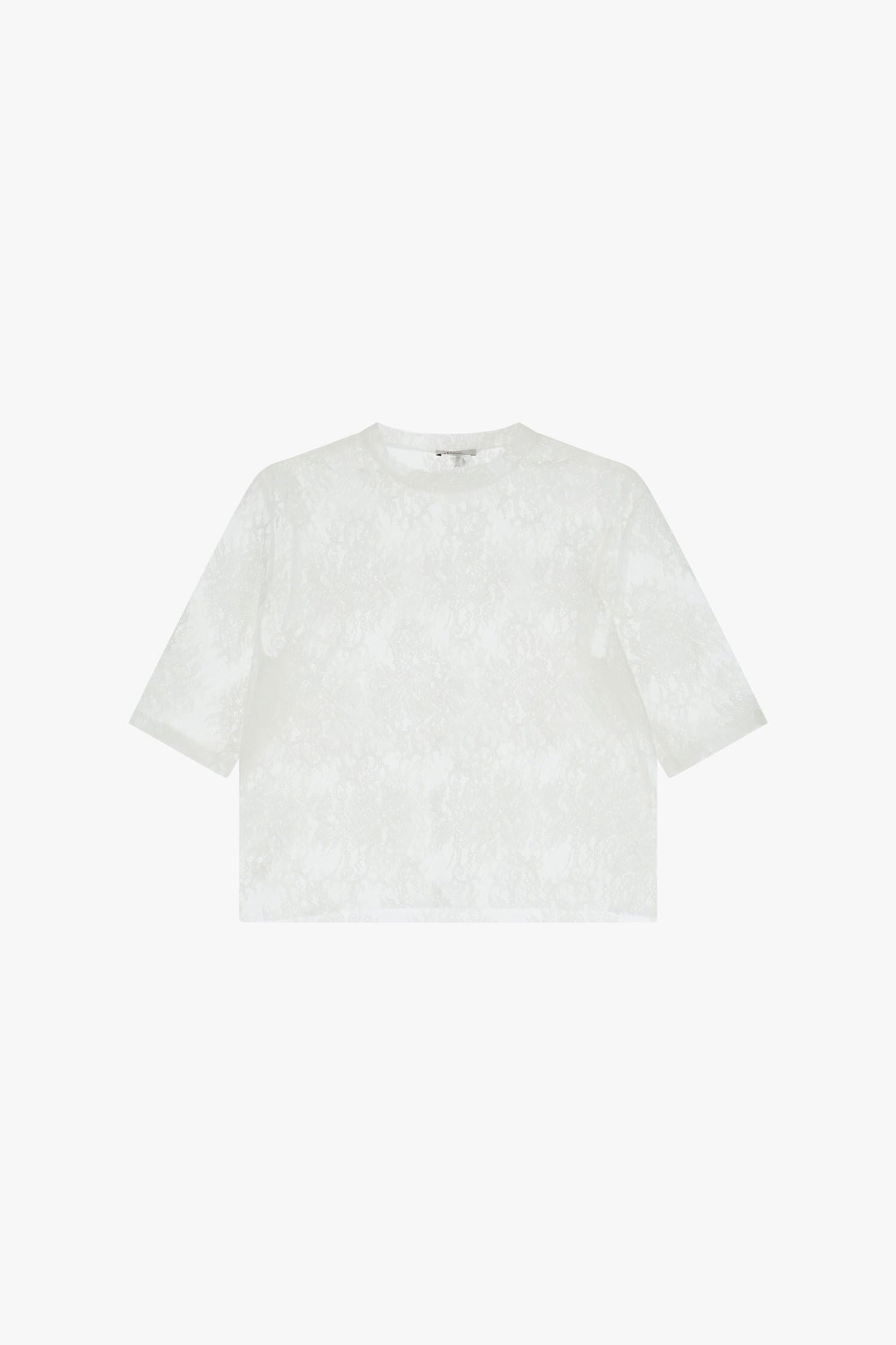 T-Shirt Corta Con Pizzo Decorativo Dixie