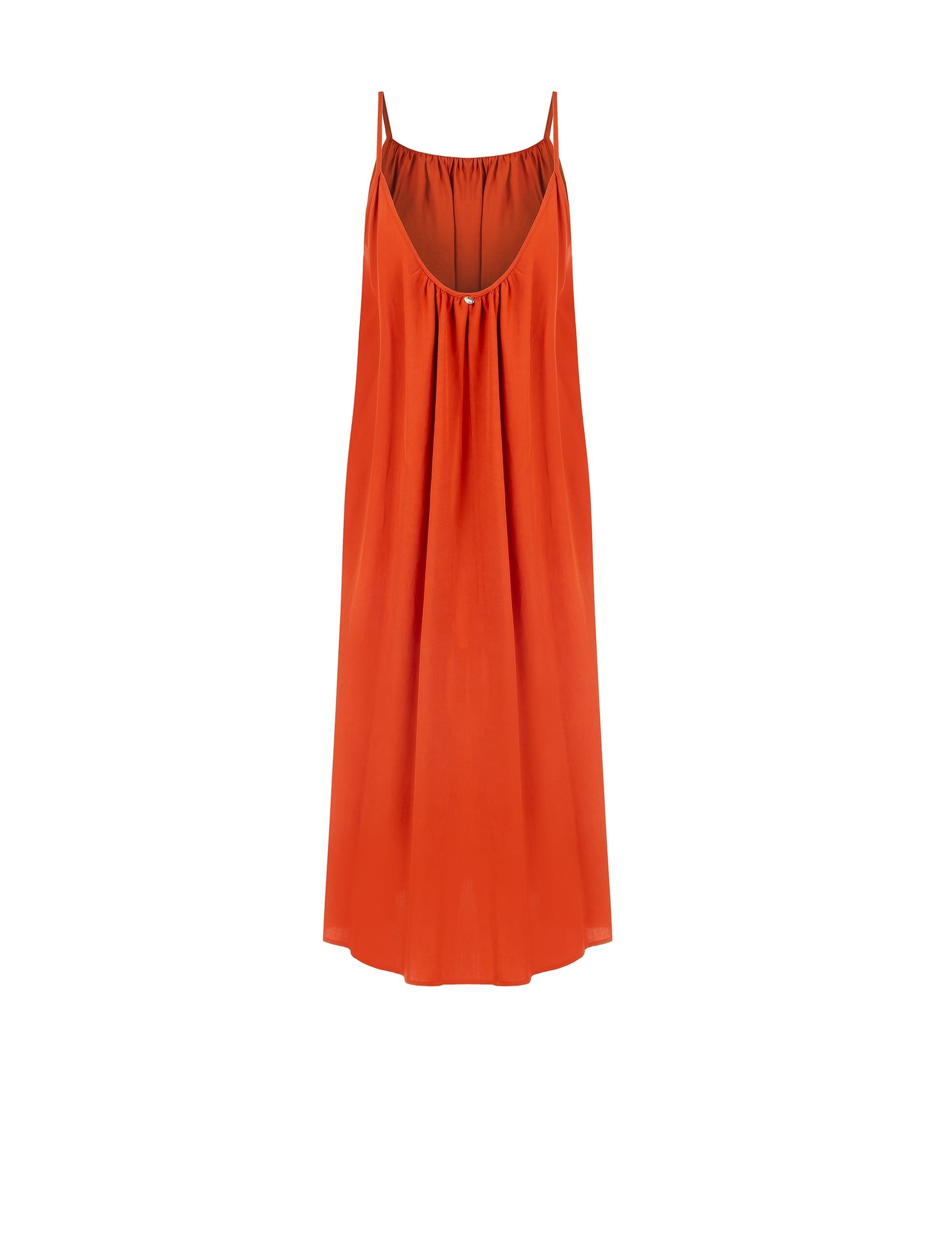 Abito Midi Largo A Trapezio In Misto Viscosa E Lino Scollato Dietro Rinascimento