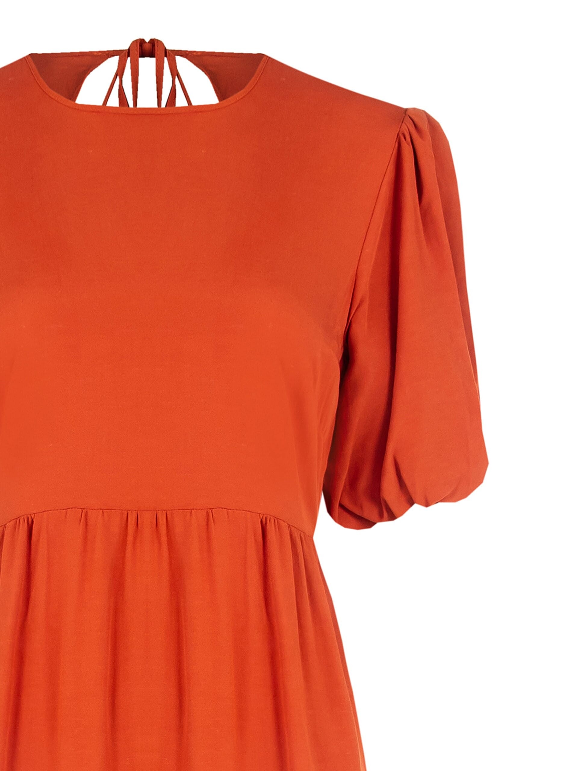 Abito Lungo A Balze In Misto Viscosa E Lino Scollato Dietro Rinascimento