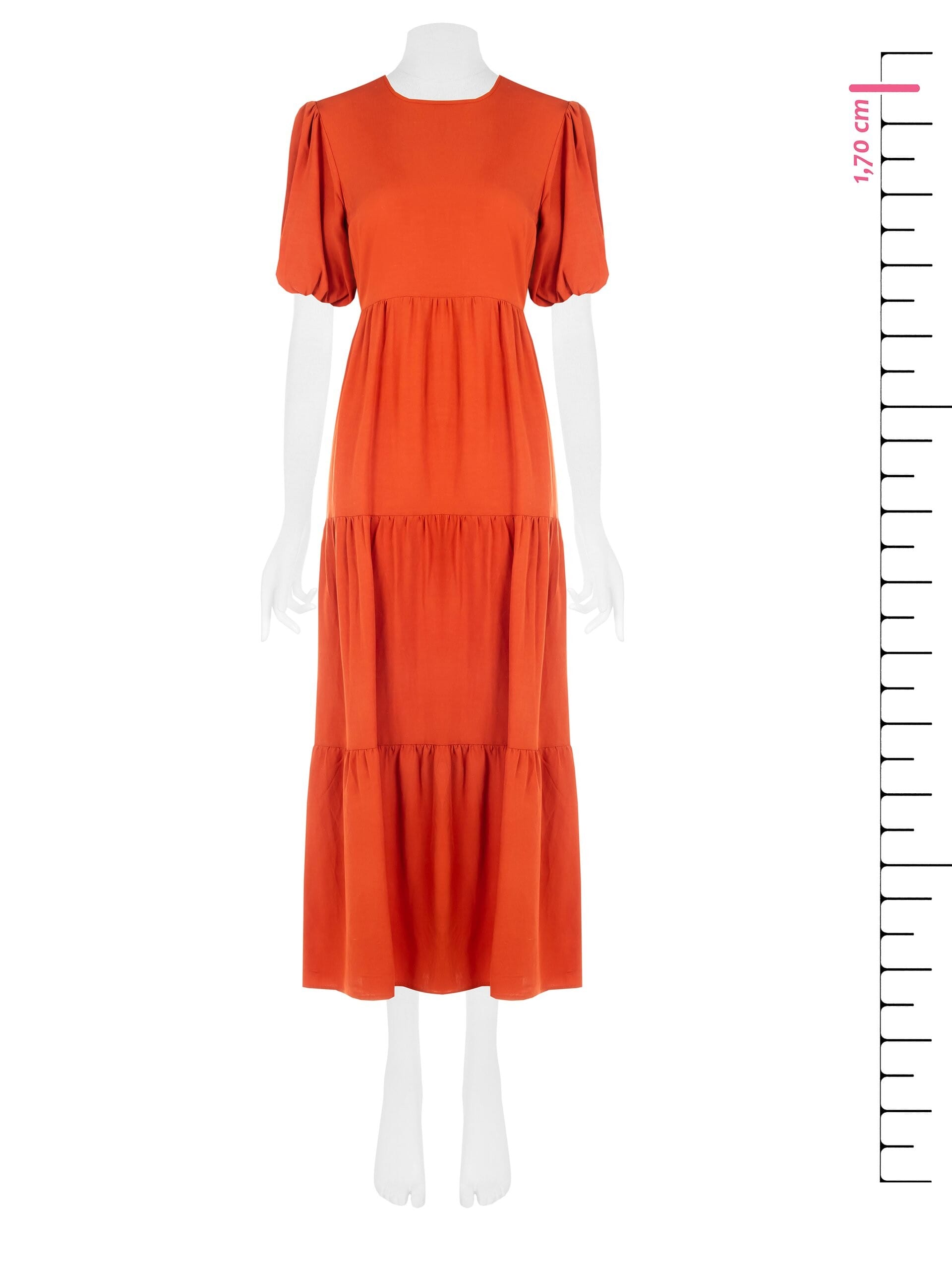 Abito Lungo A Balze In Misto Viscosa E Lino Scollato Dietro Rinascimento