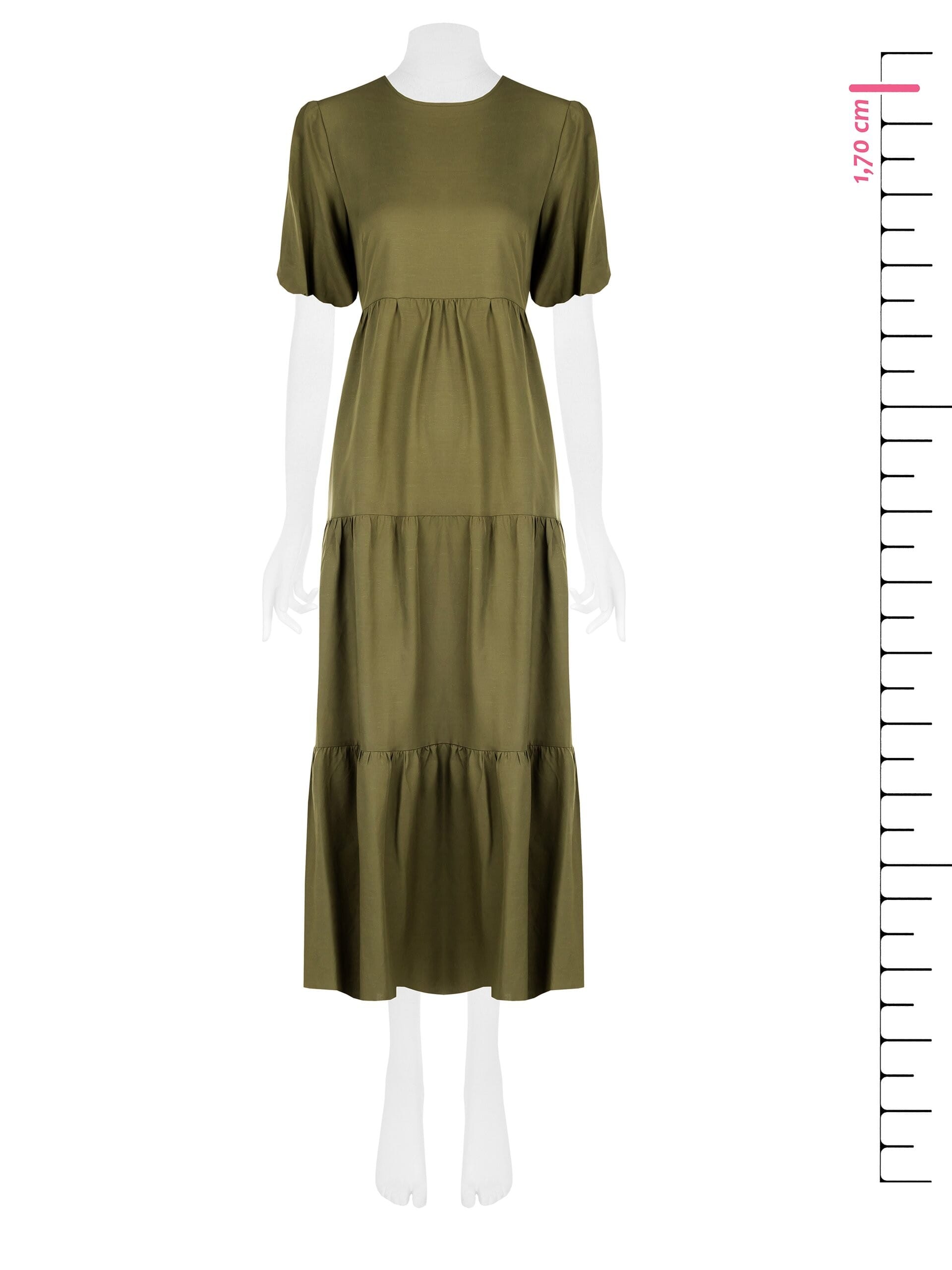 Abito Lungo A Balze In Misto Viscosa E Lino Scollato Dietro Rinascimento