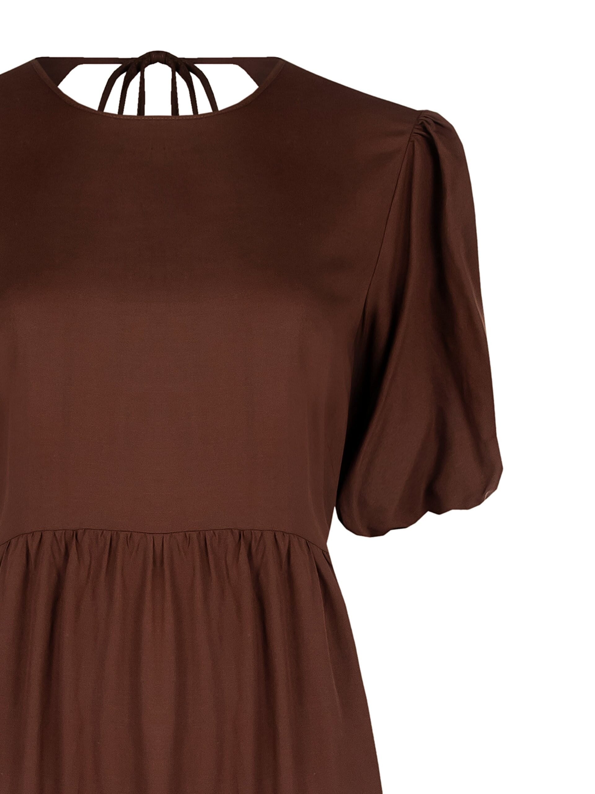 Abito Lungo A Balze In Misto Viscosa E Lino Scollato Dietro Rinascimento