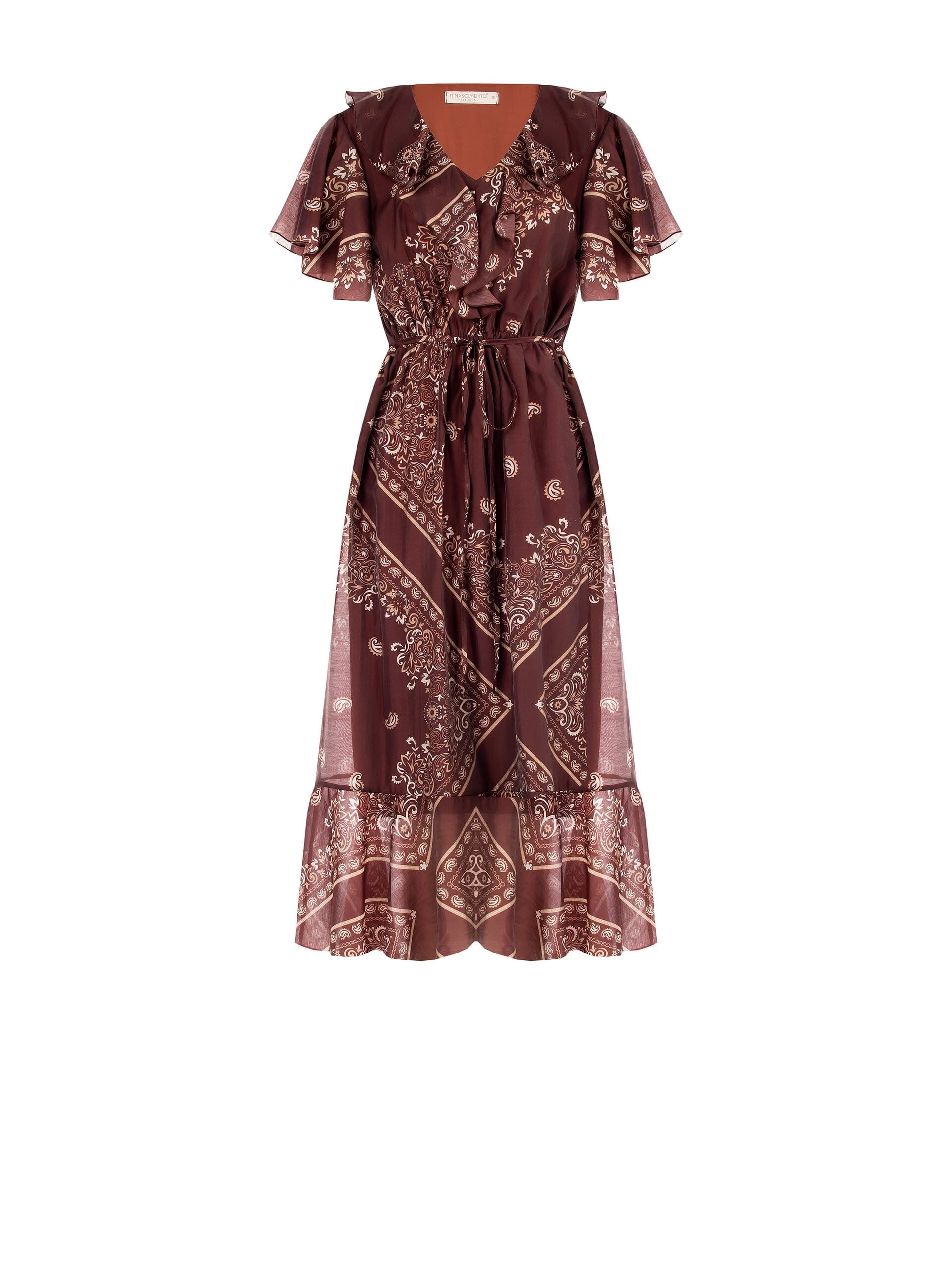 Abito Lungo In Viscosa Con Scollo A V E Cintura Sottilissima Integrata Rinascimento