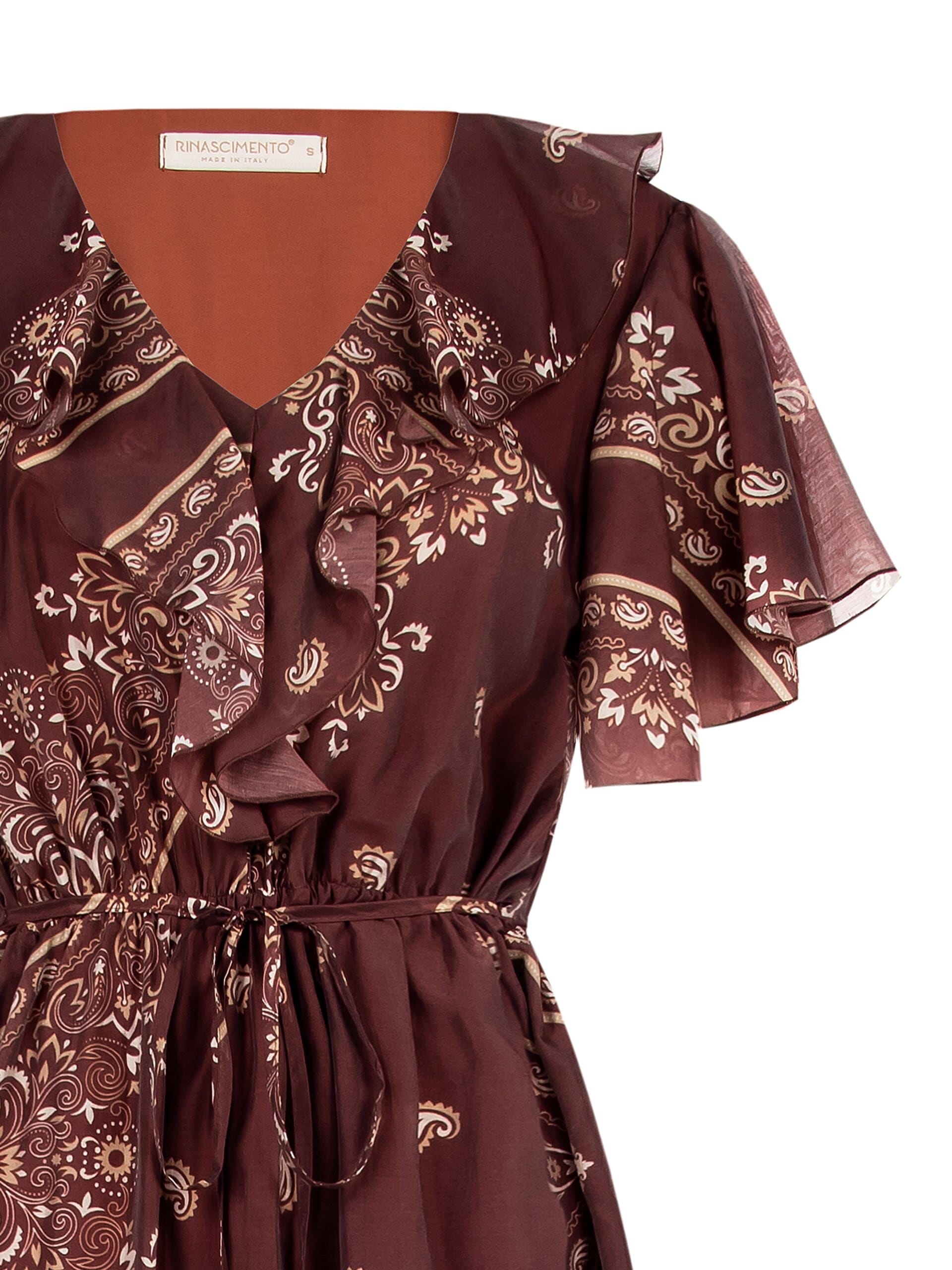 Abito Lungo In Viscosa Con Scollo A V E Cintura Sottilissima Integrata Rinascimento