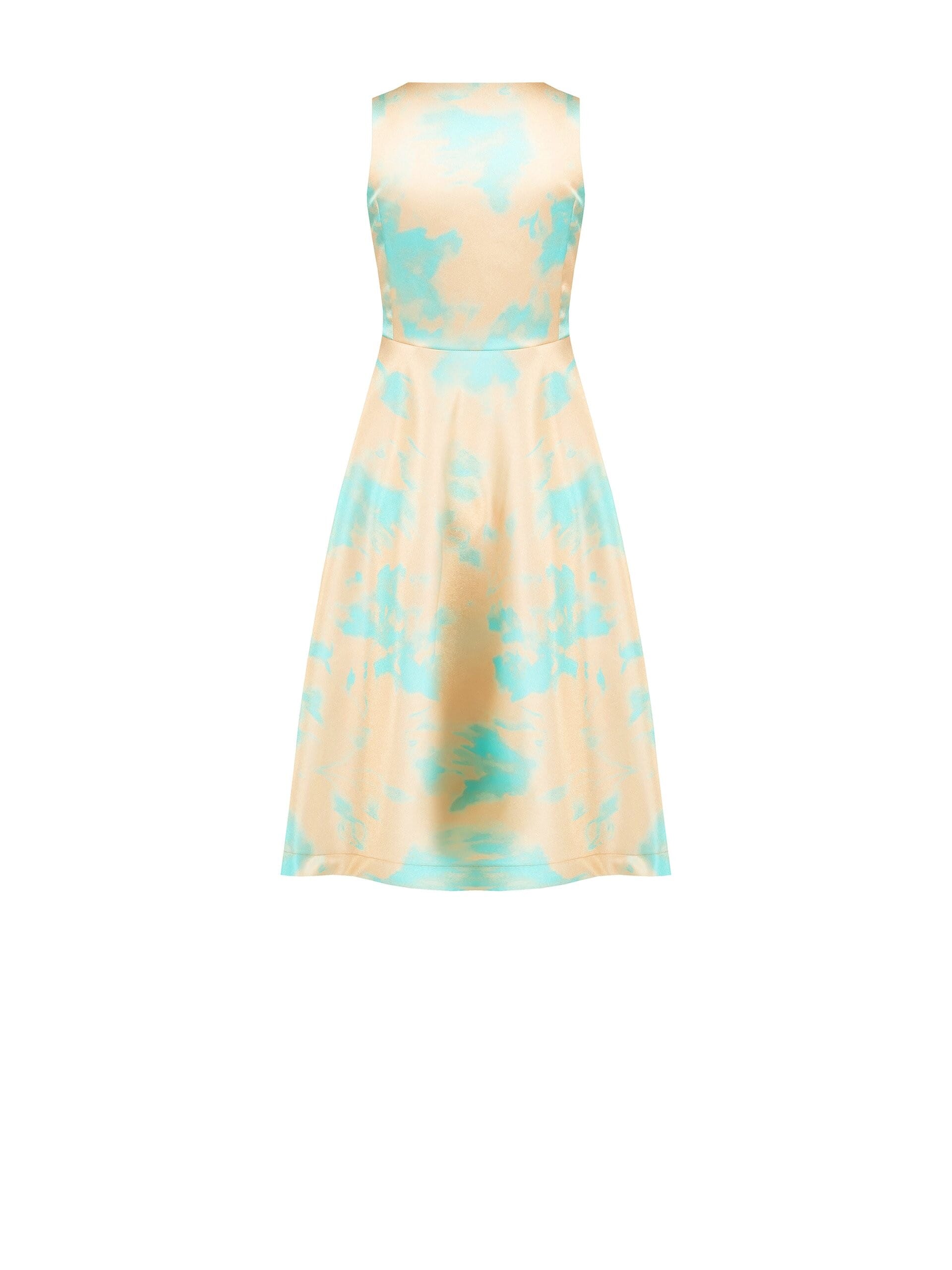 Abito Midi A Ruota In Raso Crepe Con Scollo A V Rinascimento