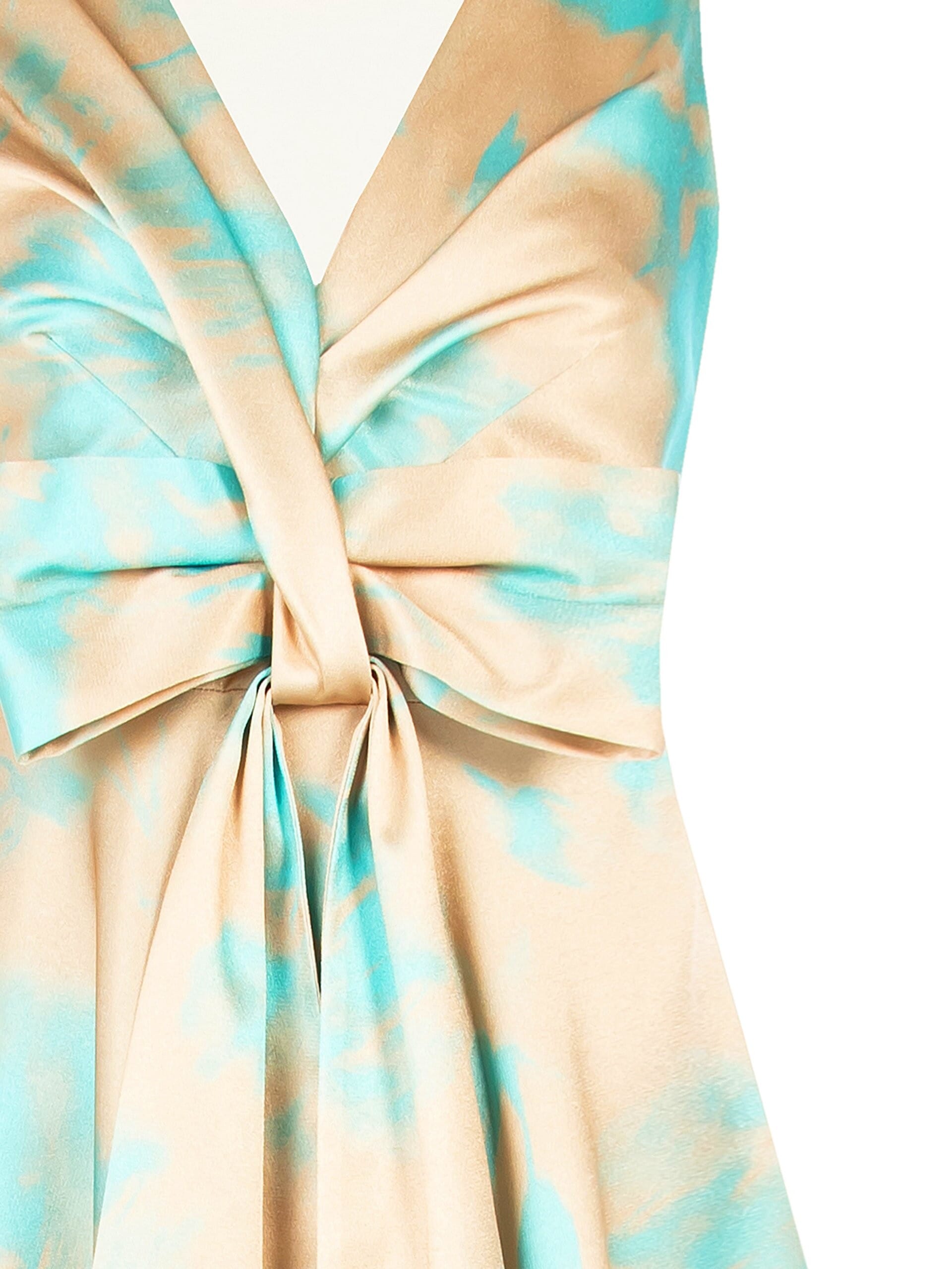 Abito Midi A Ruota In Raso Crepe Con Scollo A V Rinascimento