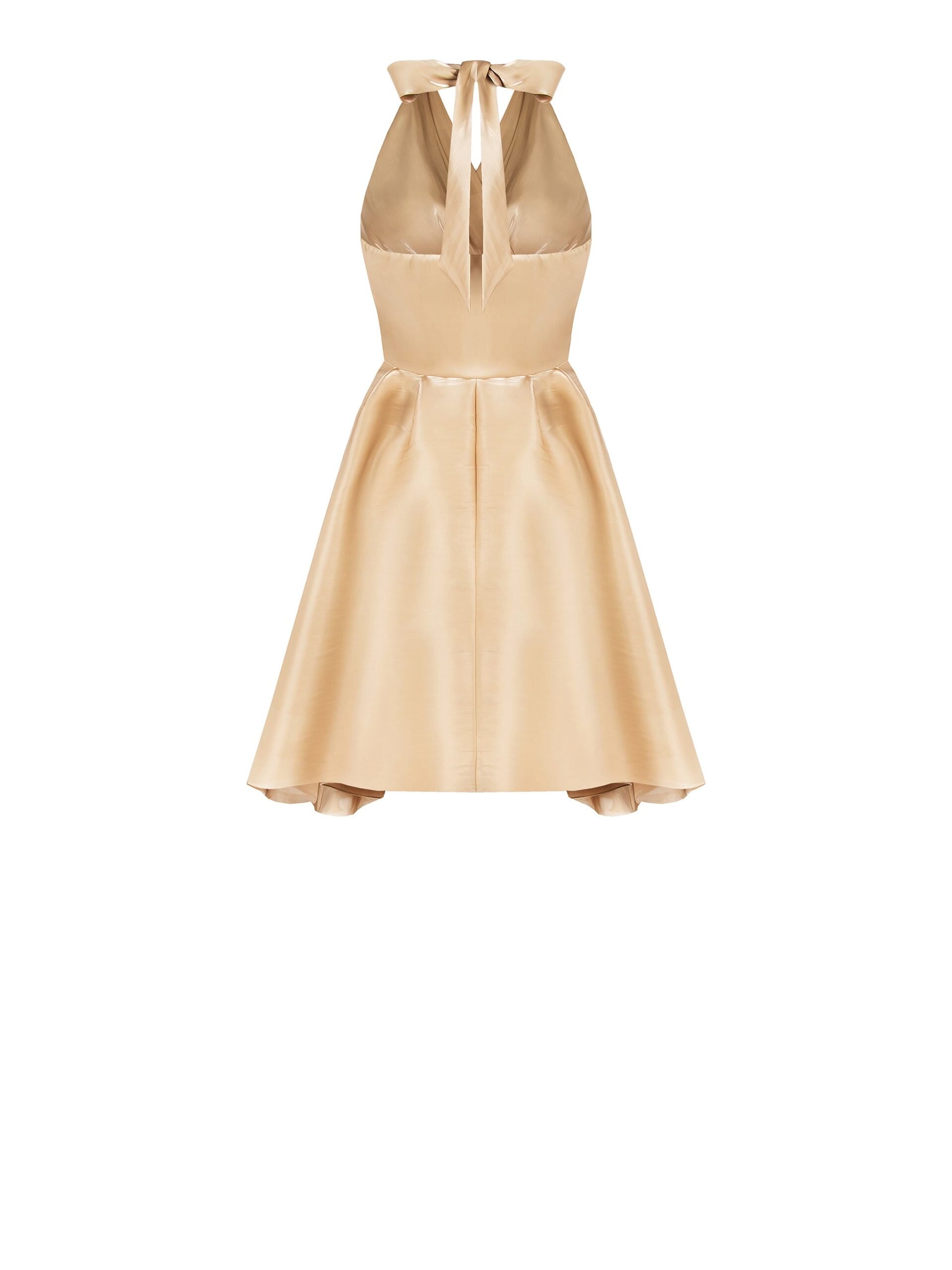 Abito Corto A Ruota In Raso Metallizzato Con Schiena Scoperta Rinascimento