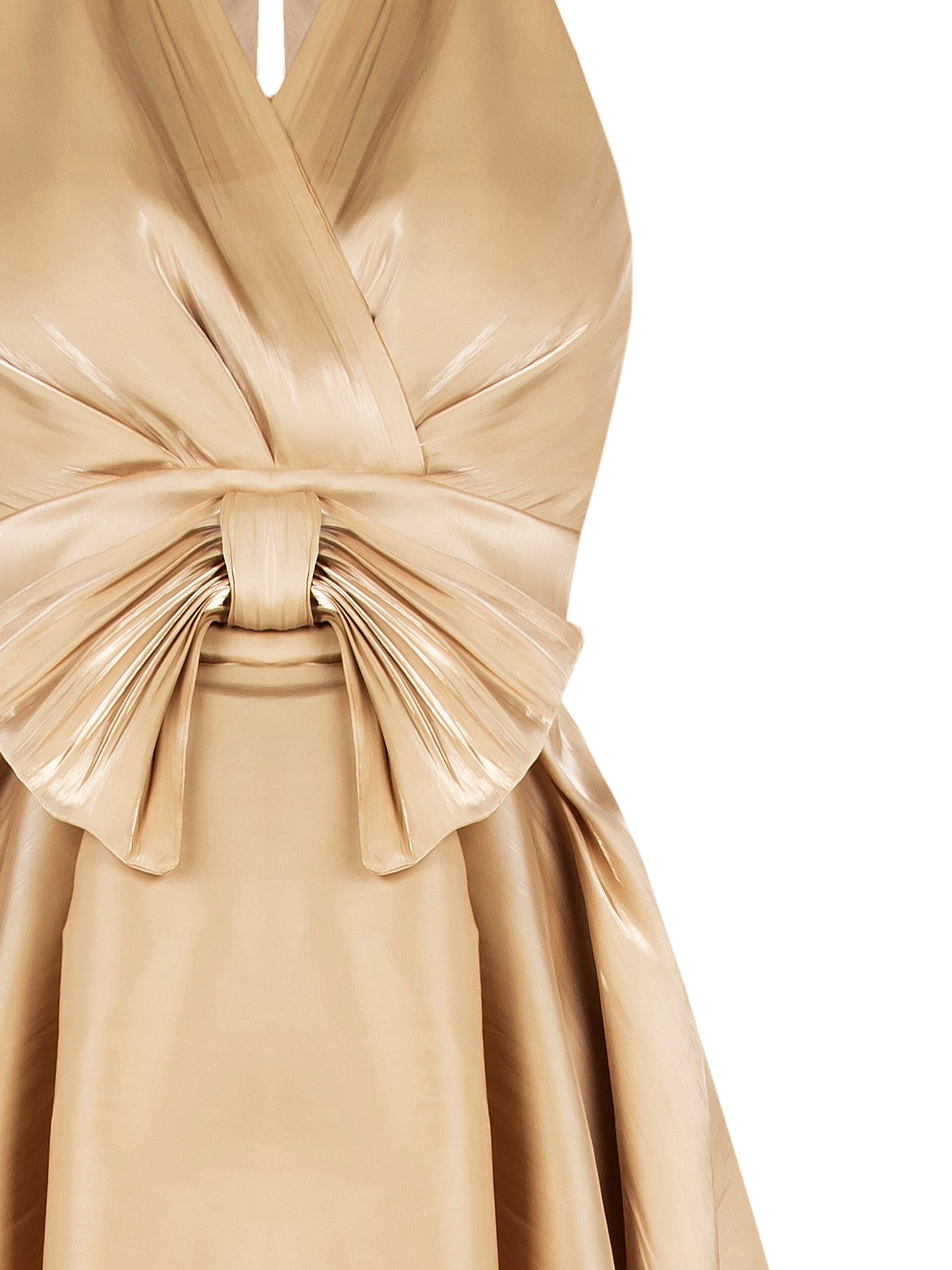 Abito Corto A Ruota In Raso Metallizzato Con Schiena Scoperta Rinascimento