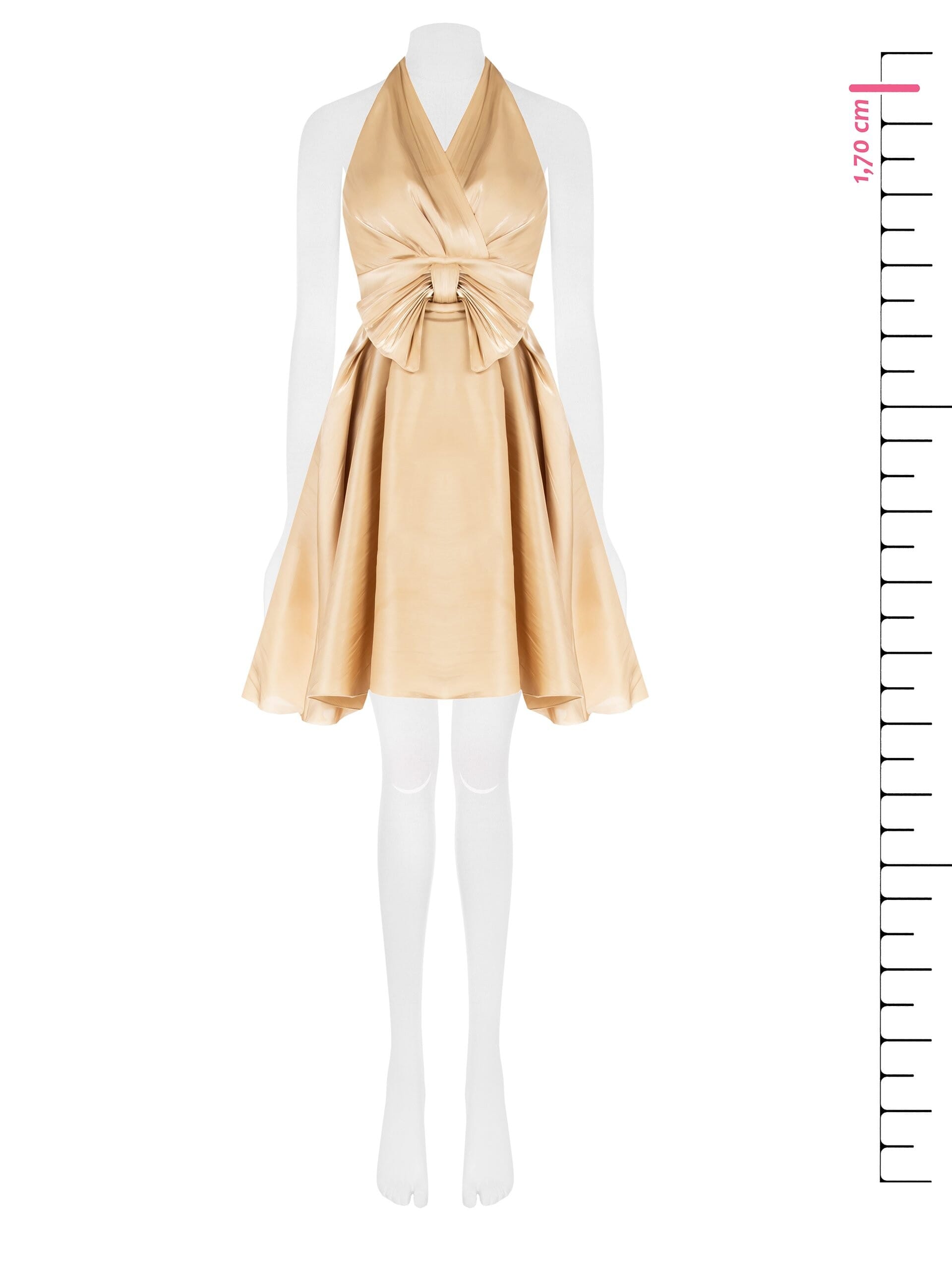 Abito Corto A Ruota In Raso Metallizzato Con Schiena Scoperta Rinascimento