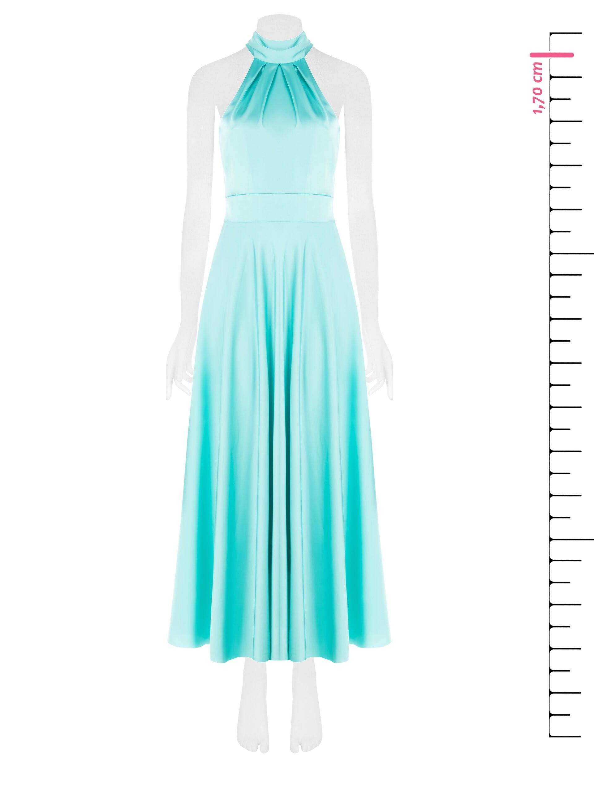 Abito Lungo A Ruota In Raso Con Fiocco Al Collo Rinascimento