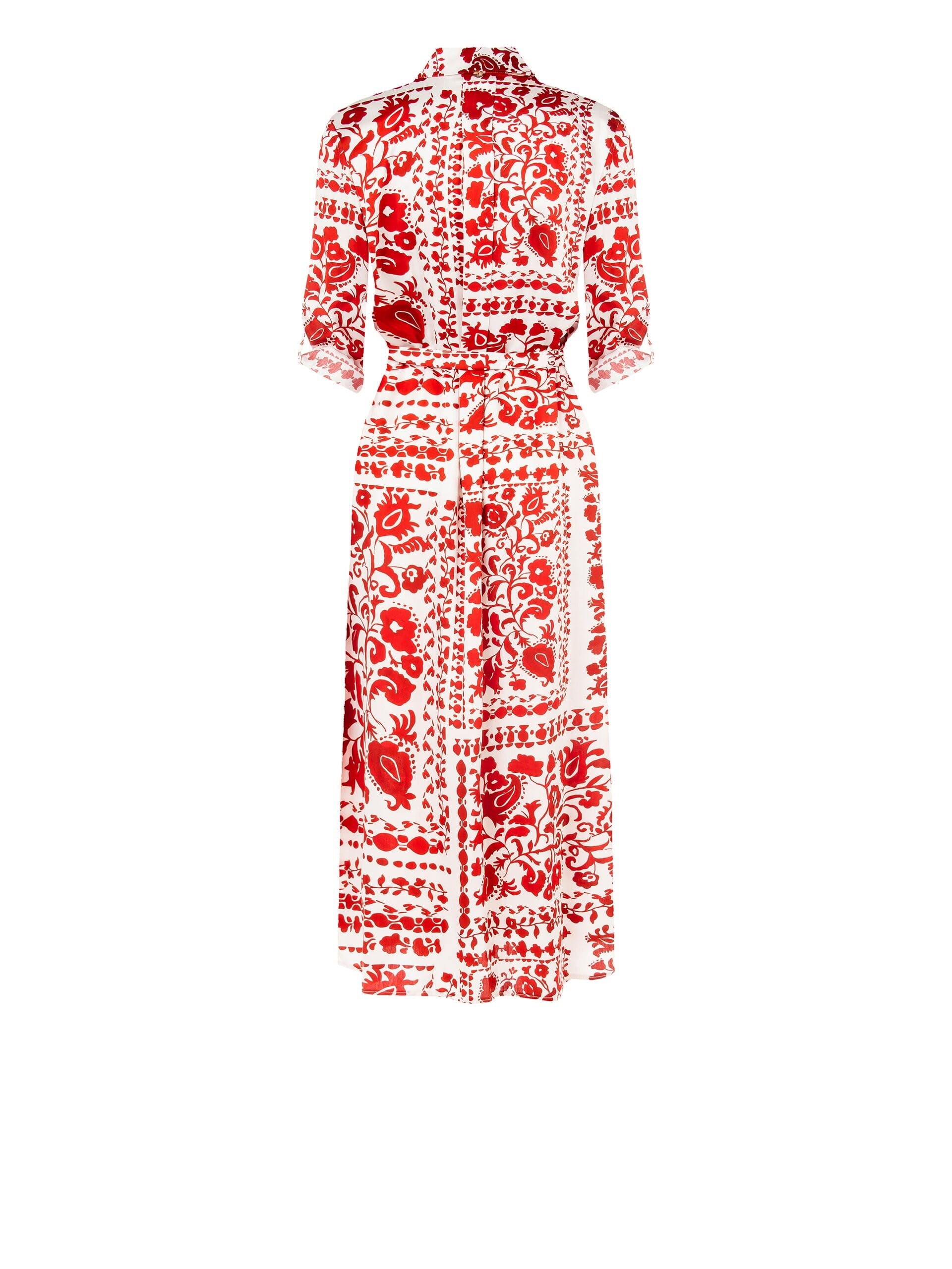 Abito Lungo Chemisier In Viscosa Con Cintura Coordinata Rinascimento