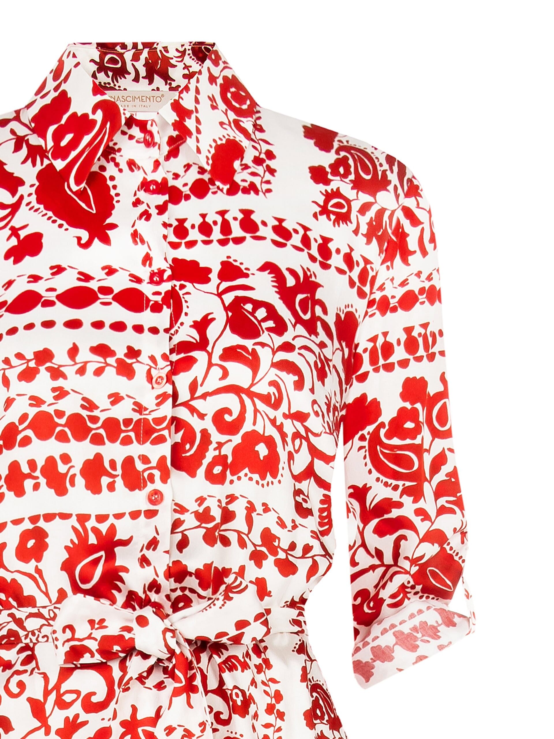 Abito Lungo Chemisier In Viscosa Con Cintura Coordinata Rinascimento