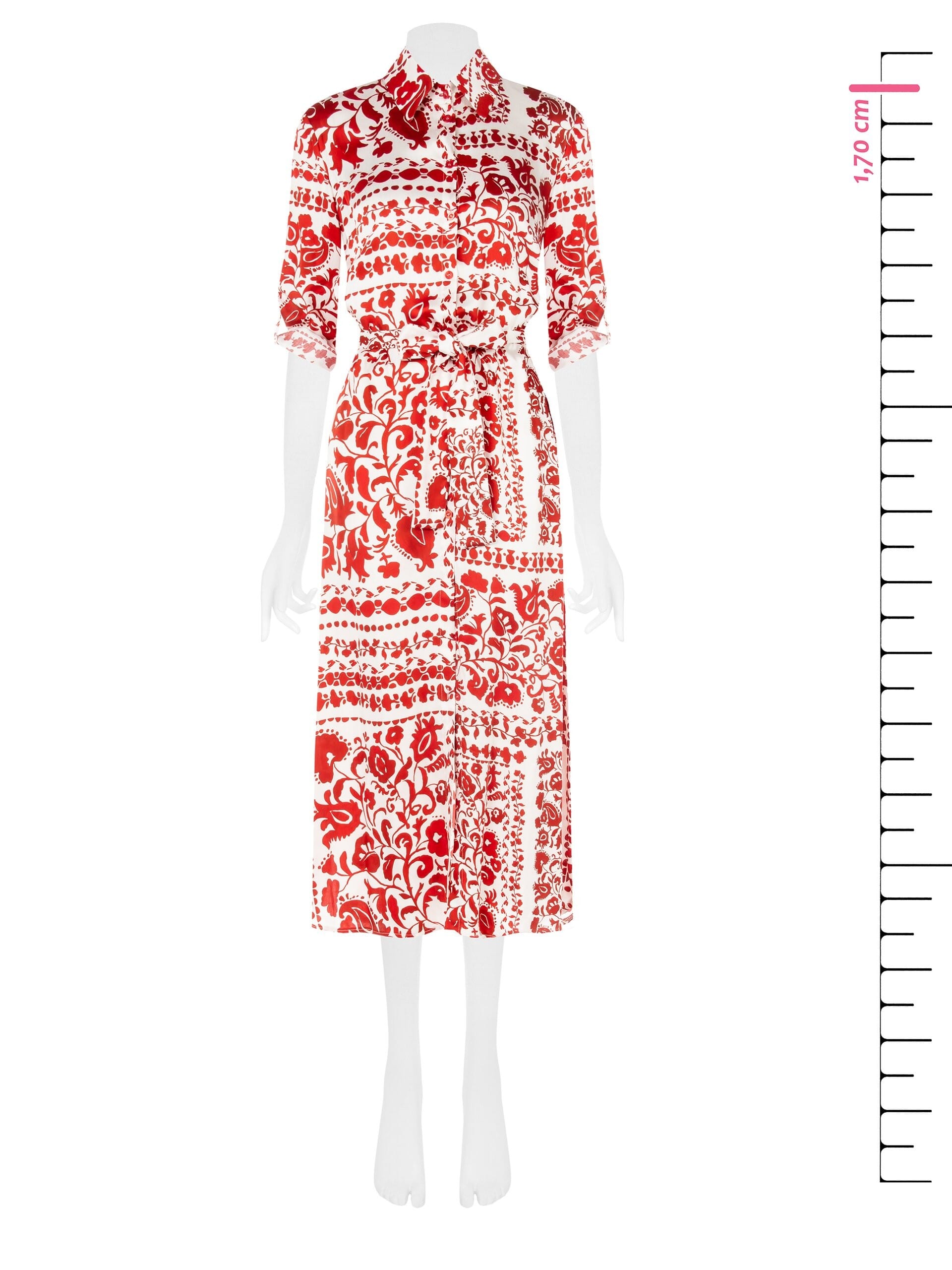 Abito Lungo Chemisier In Viscosa Con Cintura Coordinata Rinascimento