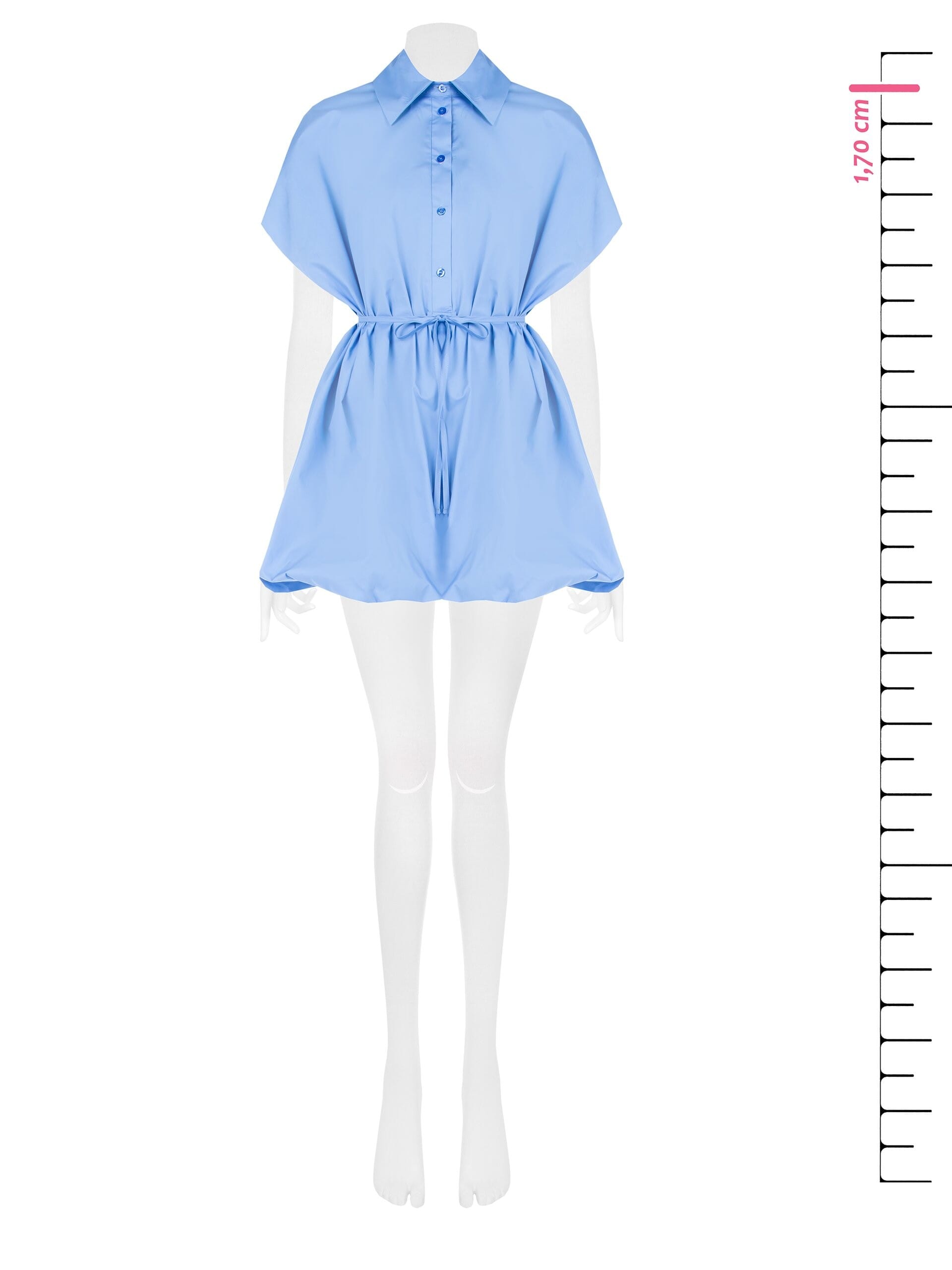 Abito Camicia Corto A Bombolino Con Cintura Sottile Coordinata Rinascimento