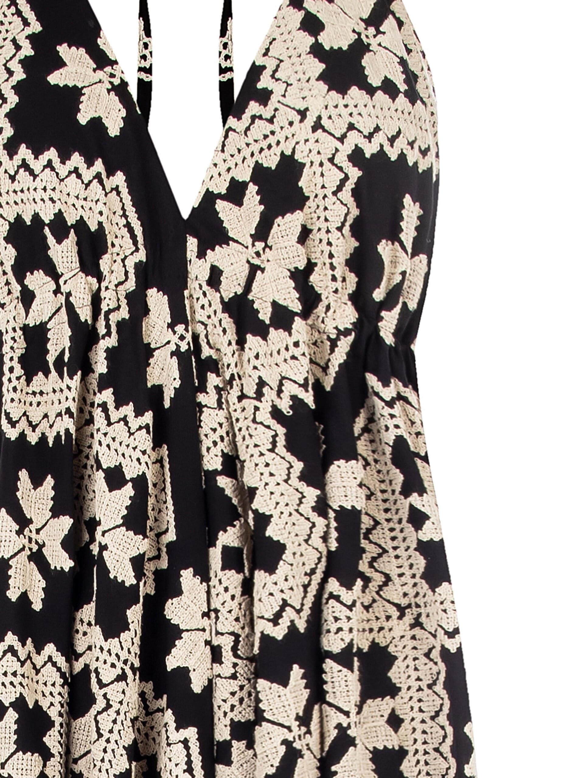 Abito Lungo In Cotone Con Ricami Crochet Scollato Dietro Rinascimento