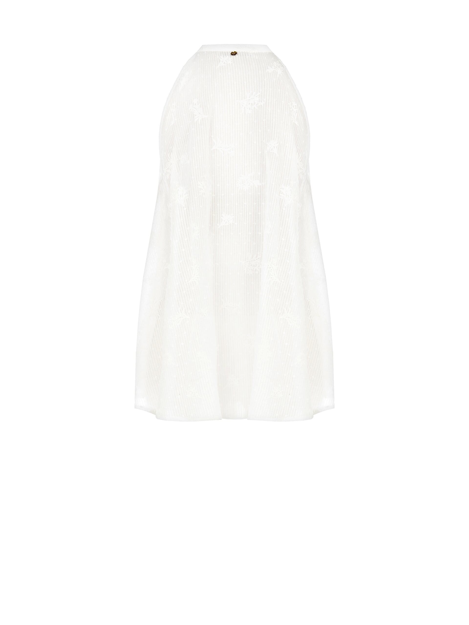 Top Asimmetrico Lungo In Cotone A Righe Ricamato E Traforato Rinascimento