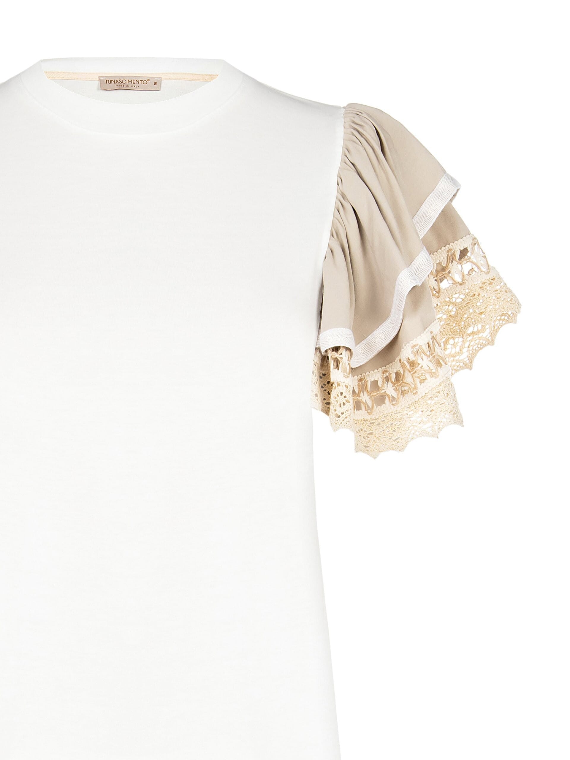 T-Shirt régulier en coton crocheté avec fil Lurex Rinascimento