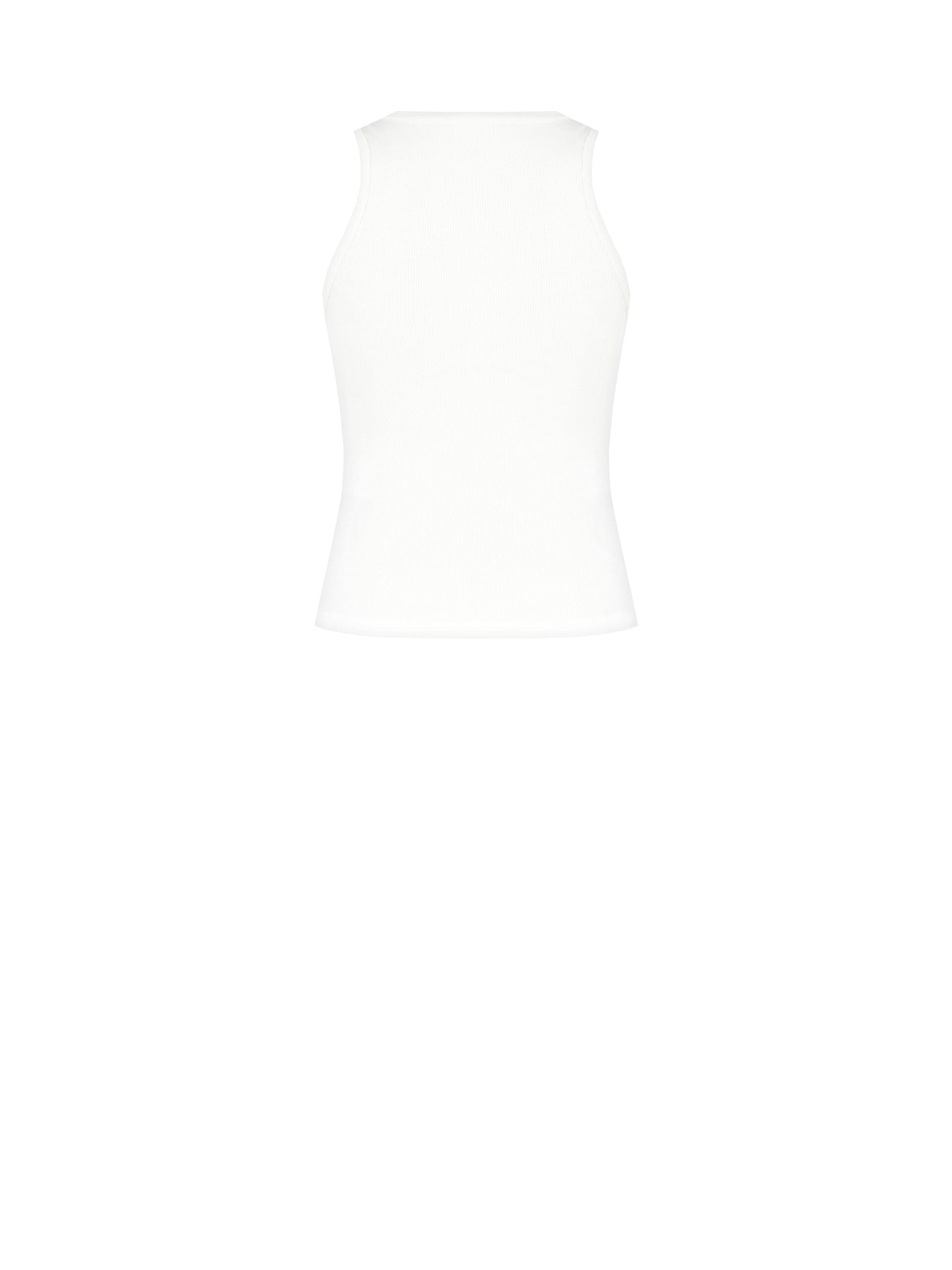 Seamless Cotton Top With Blue Embroidered Slogan Rinascimento