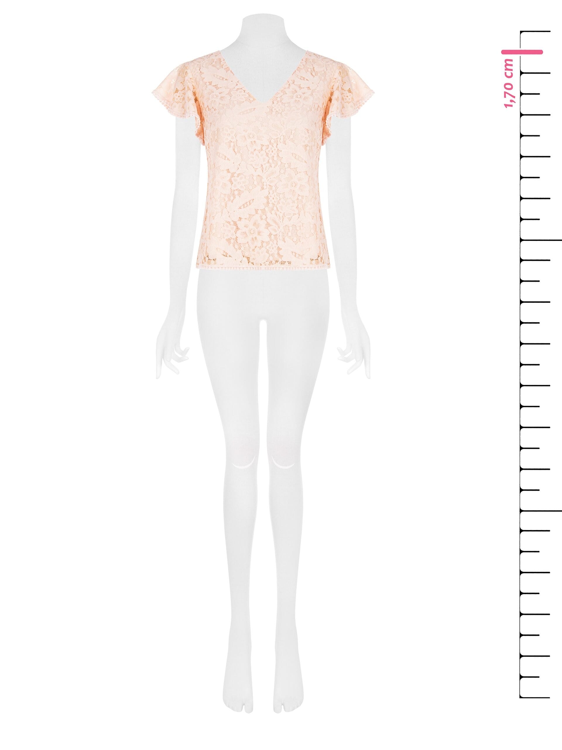 Rinascimento V-neck Lace Top with Ruffle Sleeves