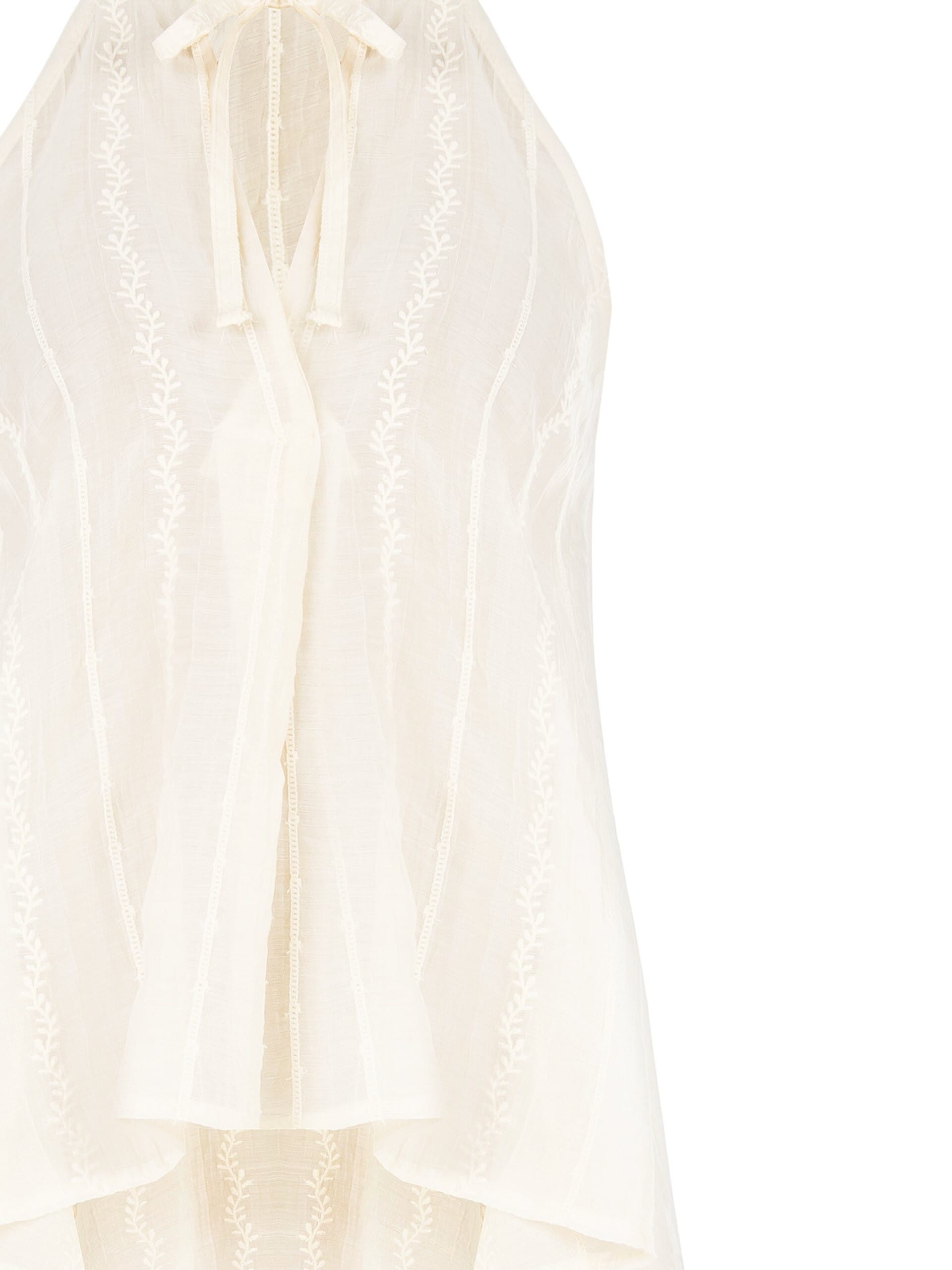 Top Lungo A Trapezio In Tessuto Semitrasparente Ricamato Rinascimento