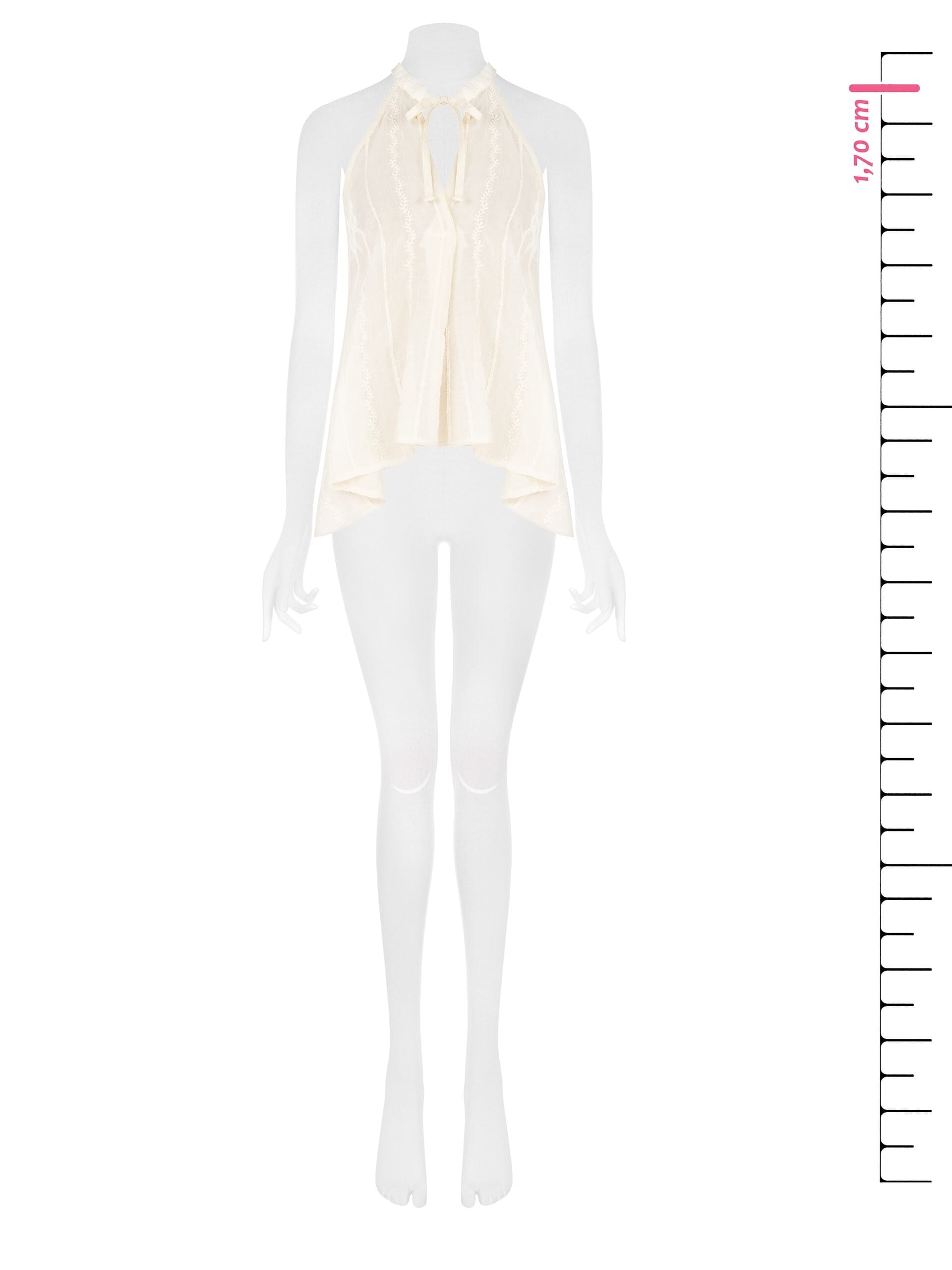 Top Lungo A Trapezio In Tessuto Semitrasparente Ricamato Rinascimento