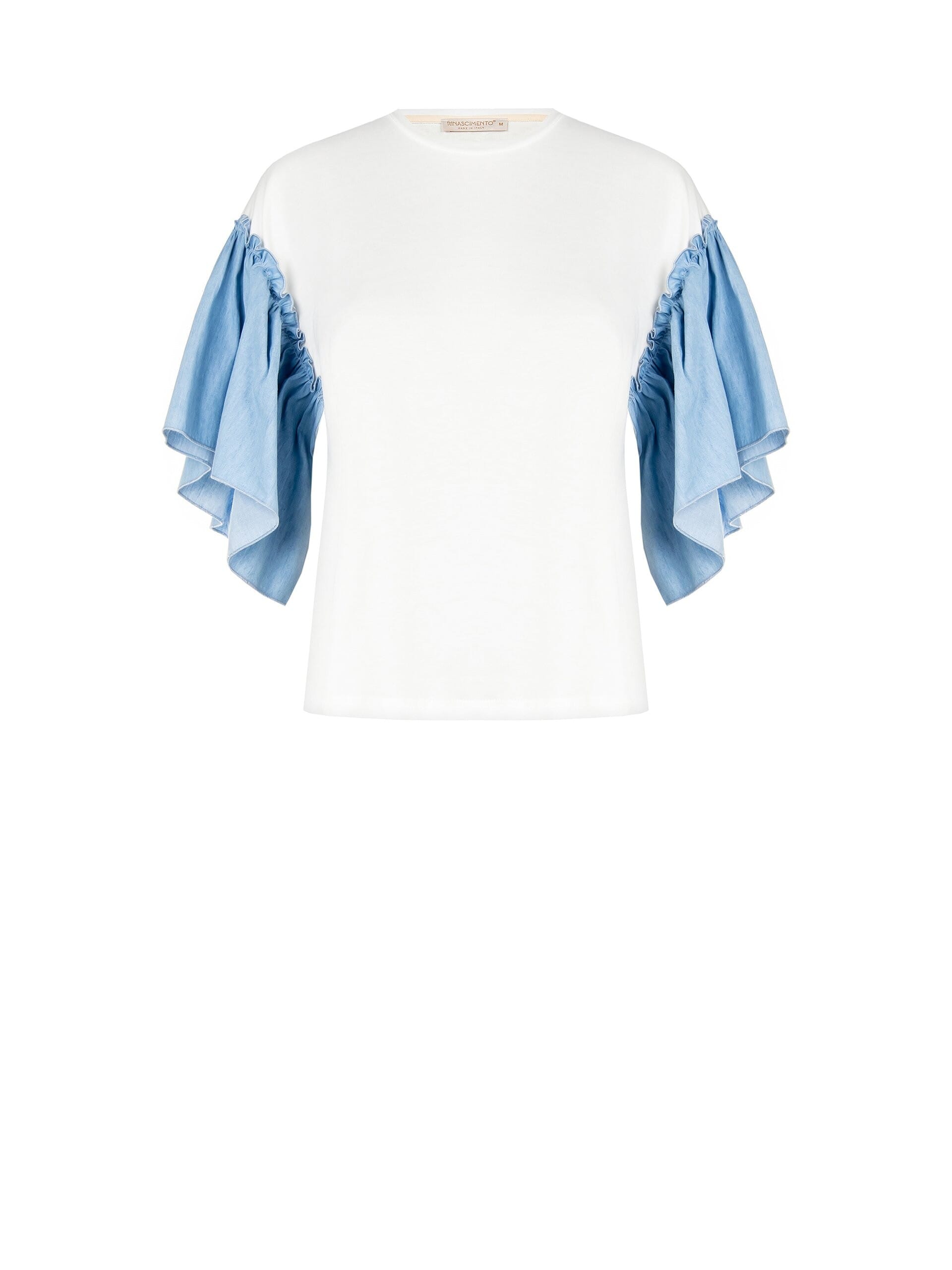 Rinascimento Lightweight Denim Cotton T-Shirt with Sleeves