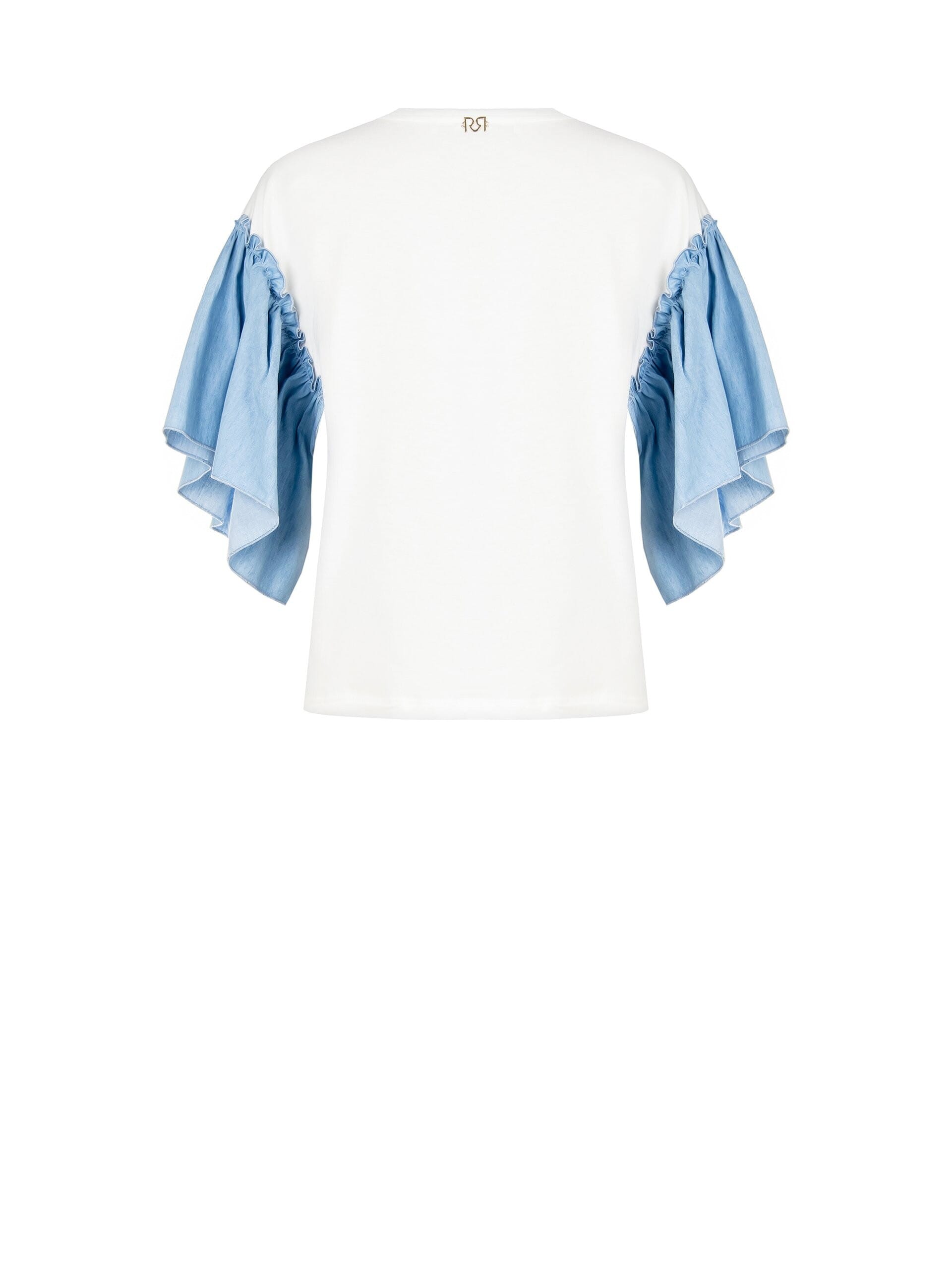 Rinascimento Lightweight Denim Cotton T-Shirt with Sleeves