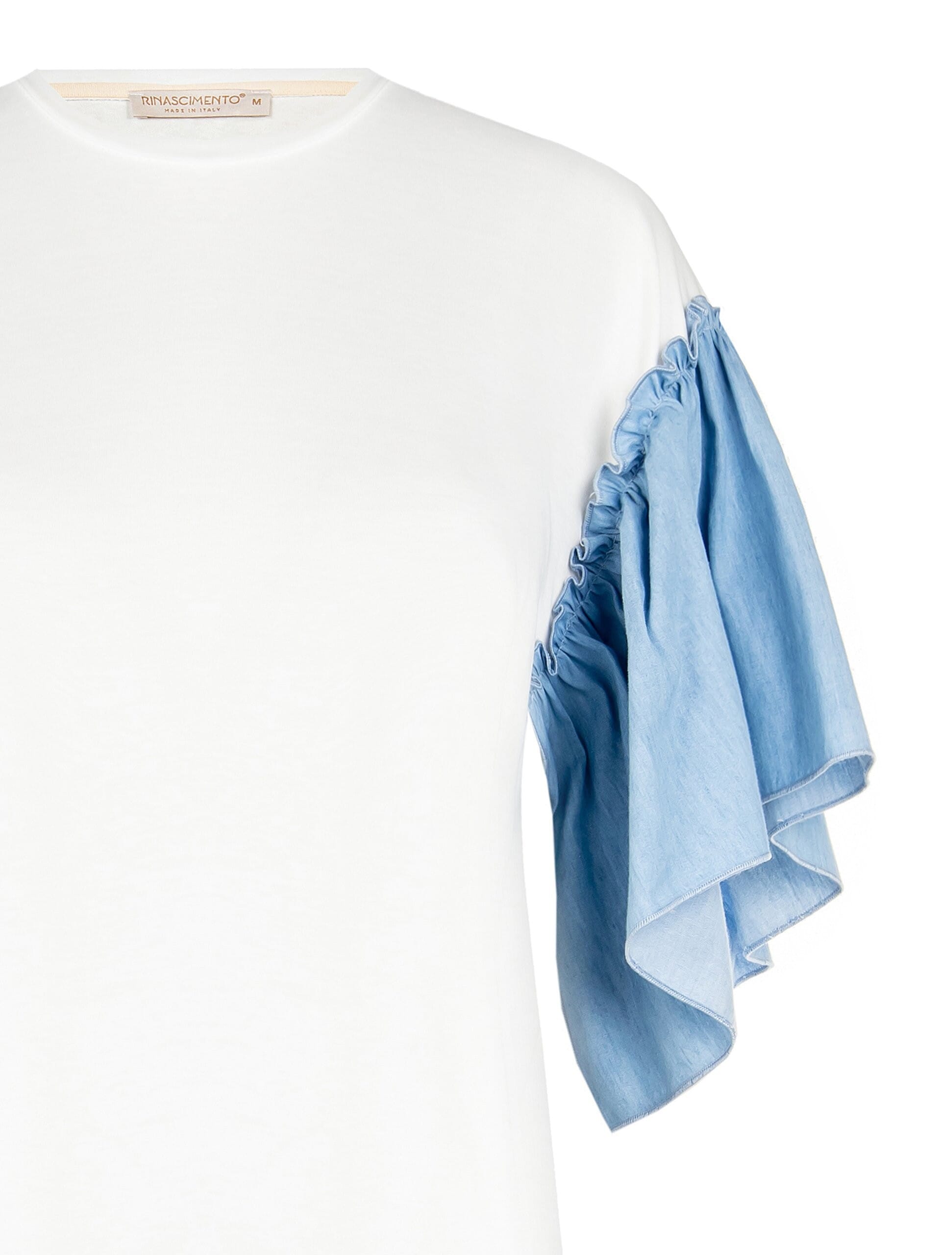 Rinascimento Lightweight Denim Cotton T-Shirt with Sleeves