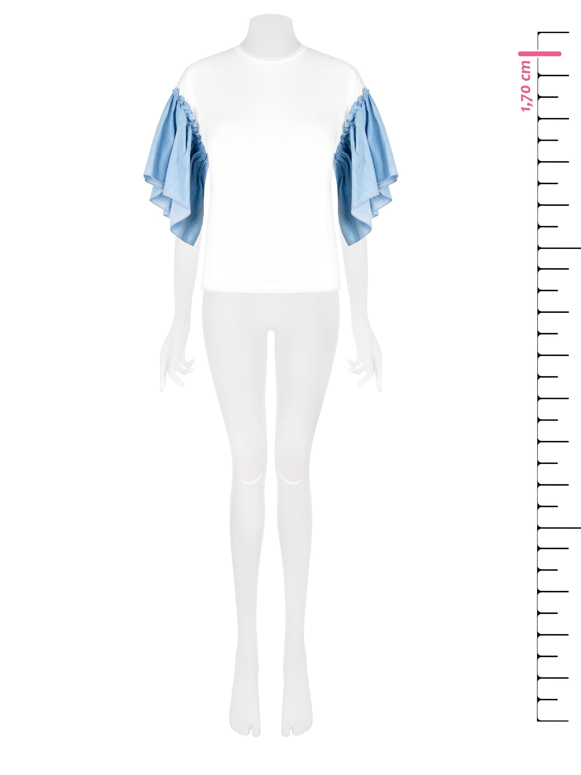 Rinascimento Lightweight Denim Cotton T-Shirt with Sleeves